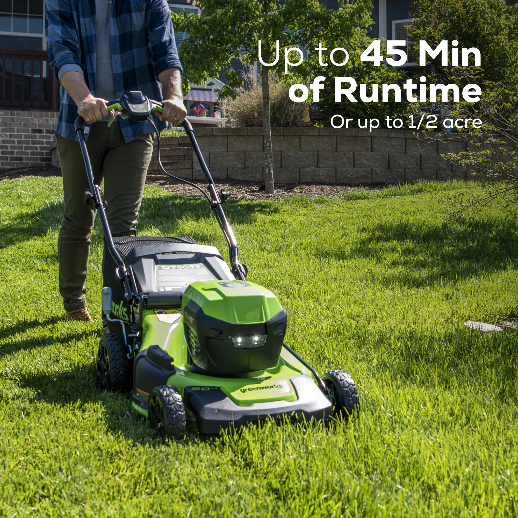 48V (2x24V) 20 Cordless Battery Push Mower w/ Two (2) 4.0Ah USB Batteries & Dual Port Rapid Charger