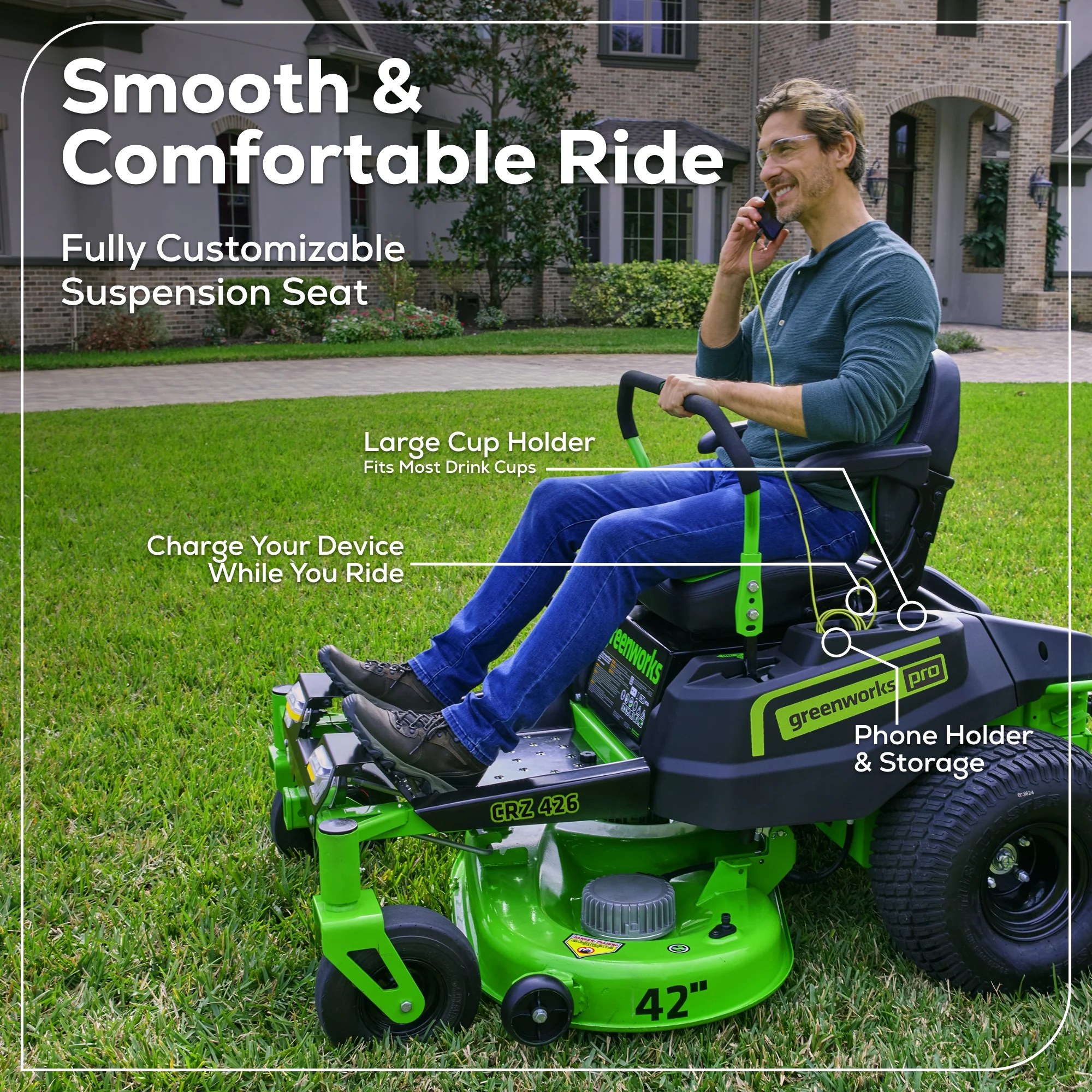 60V 42” Electric CrossoverZ Zero Turn Mower with (4) 8.0Ah Batteries & (2) Dual Port Turbo Chargers