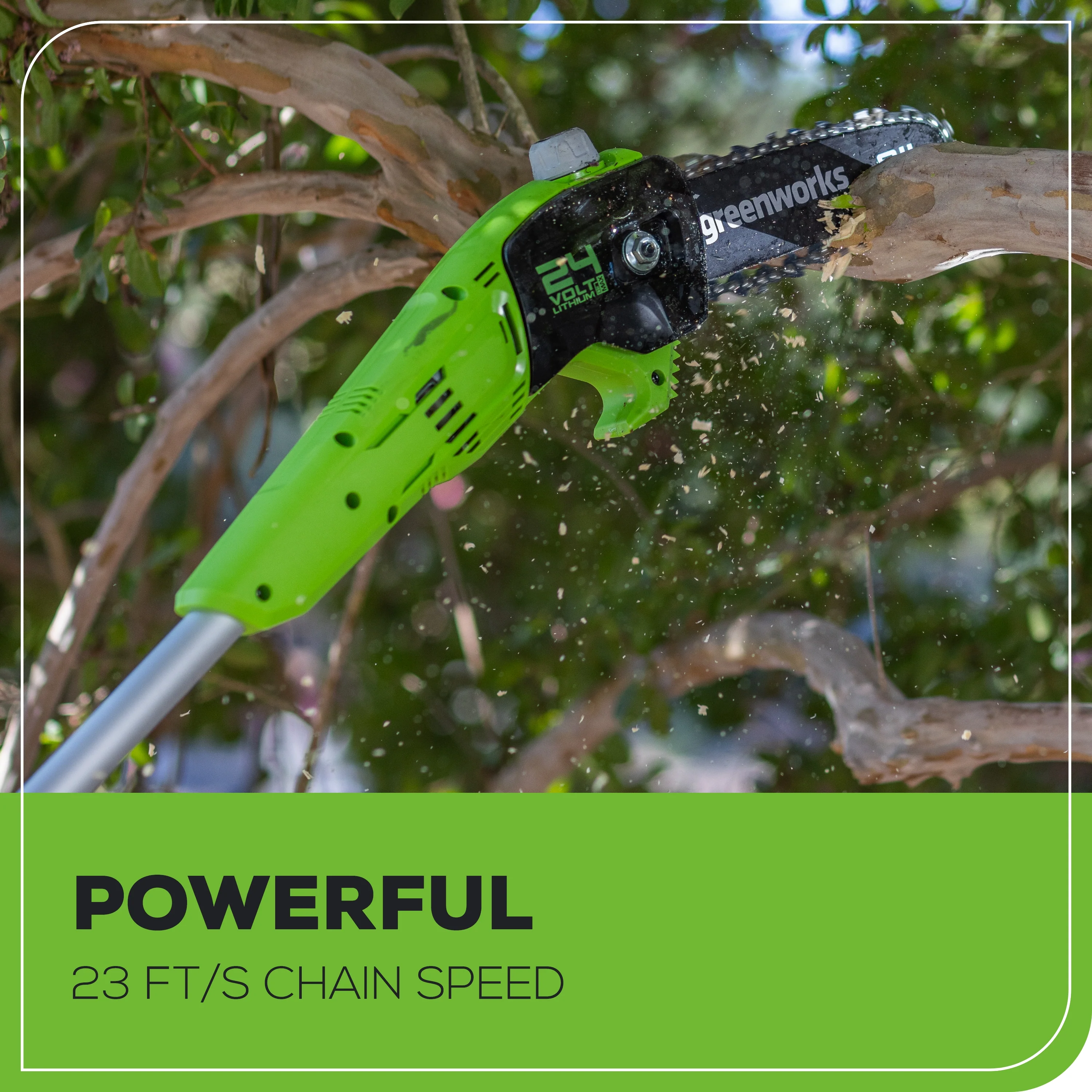 24V 8 Cordless Battery Pole Saw w/ 2.0 Ah Battery & Charger