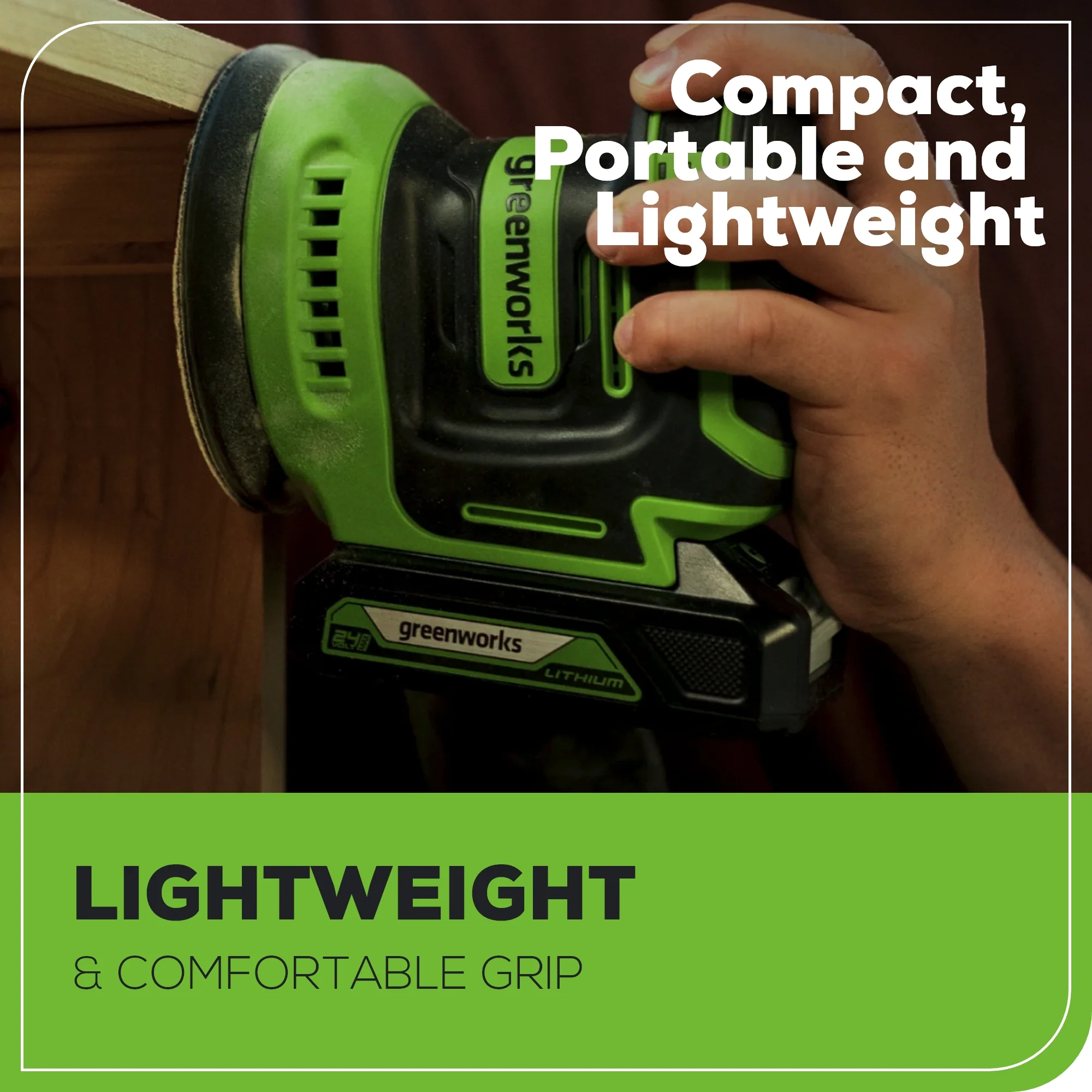 24V 5 Cordless Battery Orbital Sander w/ 2.0Ah Battery & Charger