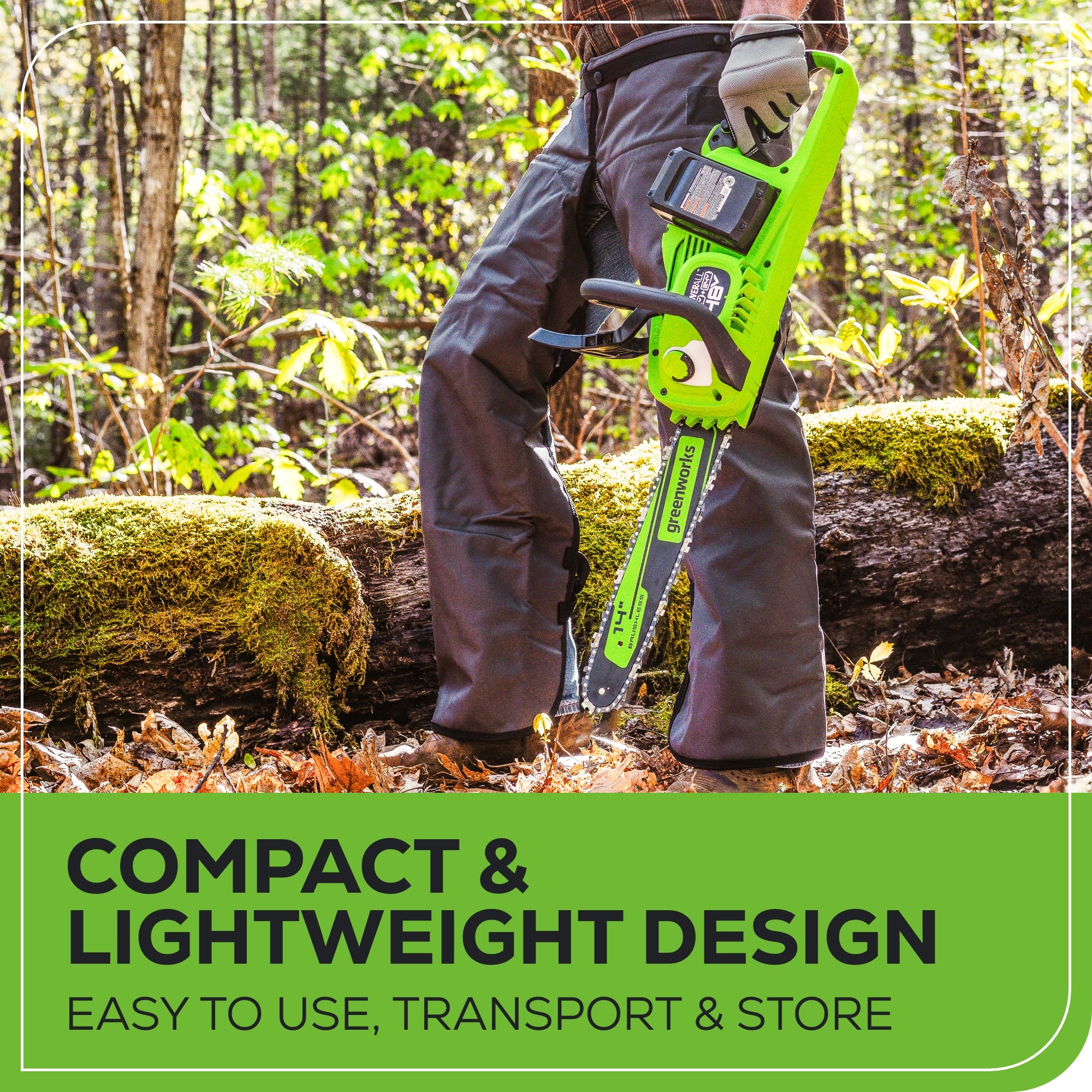 48V (2x24V) 14 Cordless Battery Chainsaw w/ Two (2) 4.0 Ah USB Batteries & Dual Port Charger