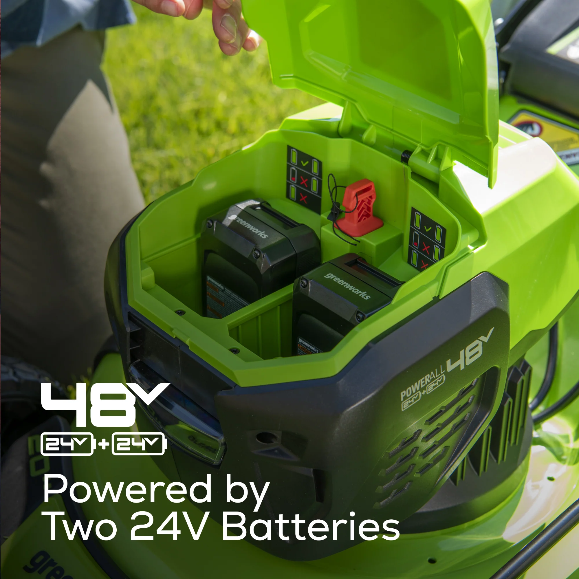 48V (2x24V) 20 Cordless Battery Push Mower w/ Two (2) 4.0Ah USB Batteries & Dual Port Rapid Charger