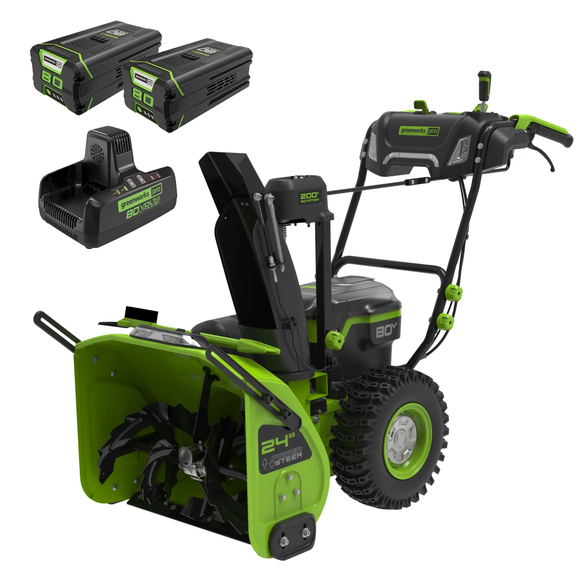 80V 24 Cordless Battery Two-Stage Snow Blower w/ Two (2) 5.0 Ah Batteries & Dual-Port Rapid Charger