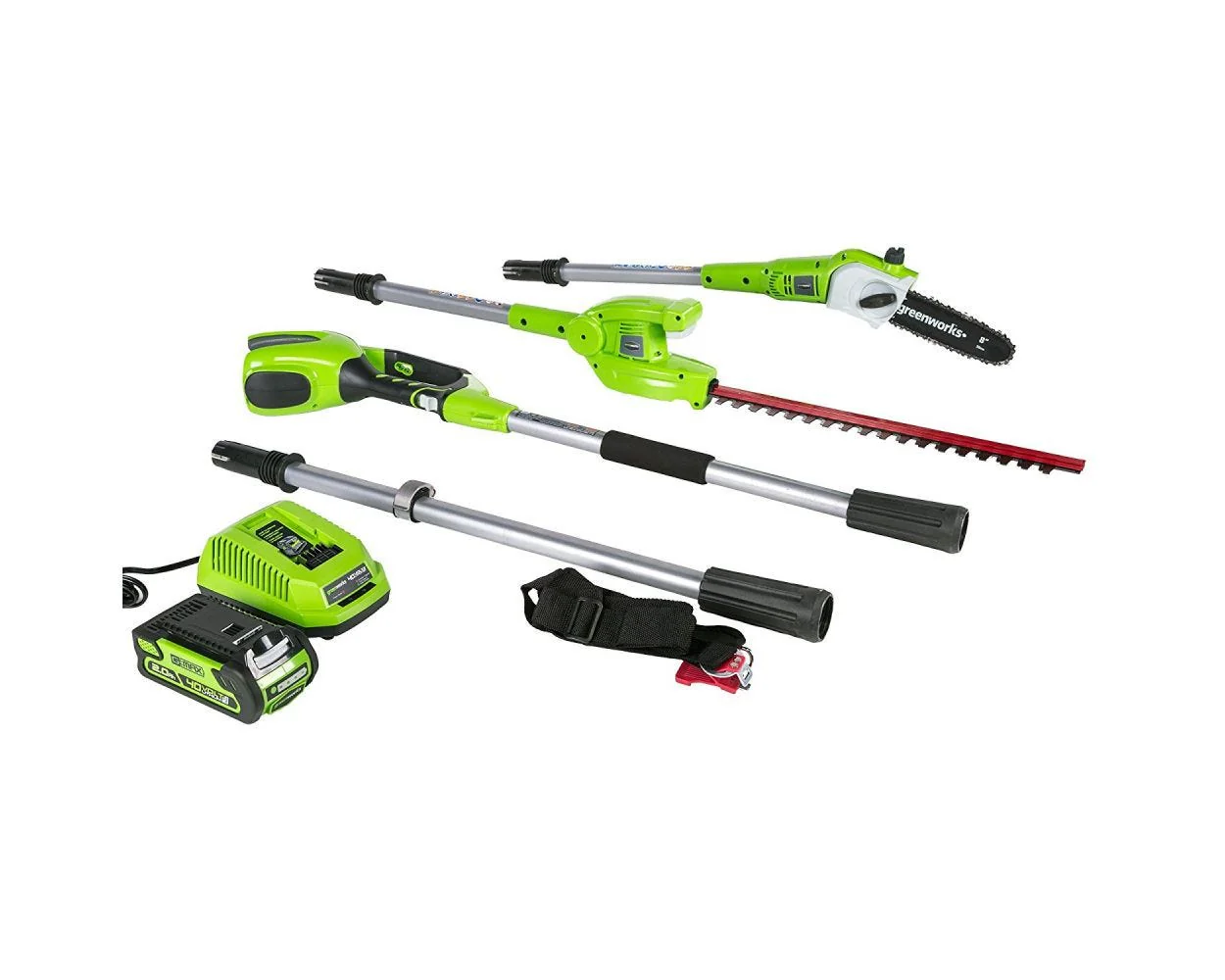 40V 8 Cordless Battery Pole Saw & Hedge Trimmer Attachment w/ 2.0 Ah Battery & Charger