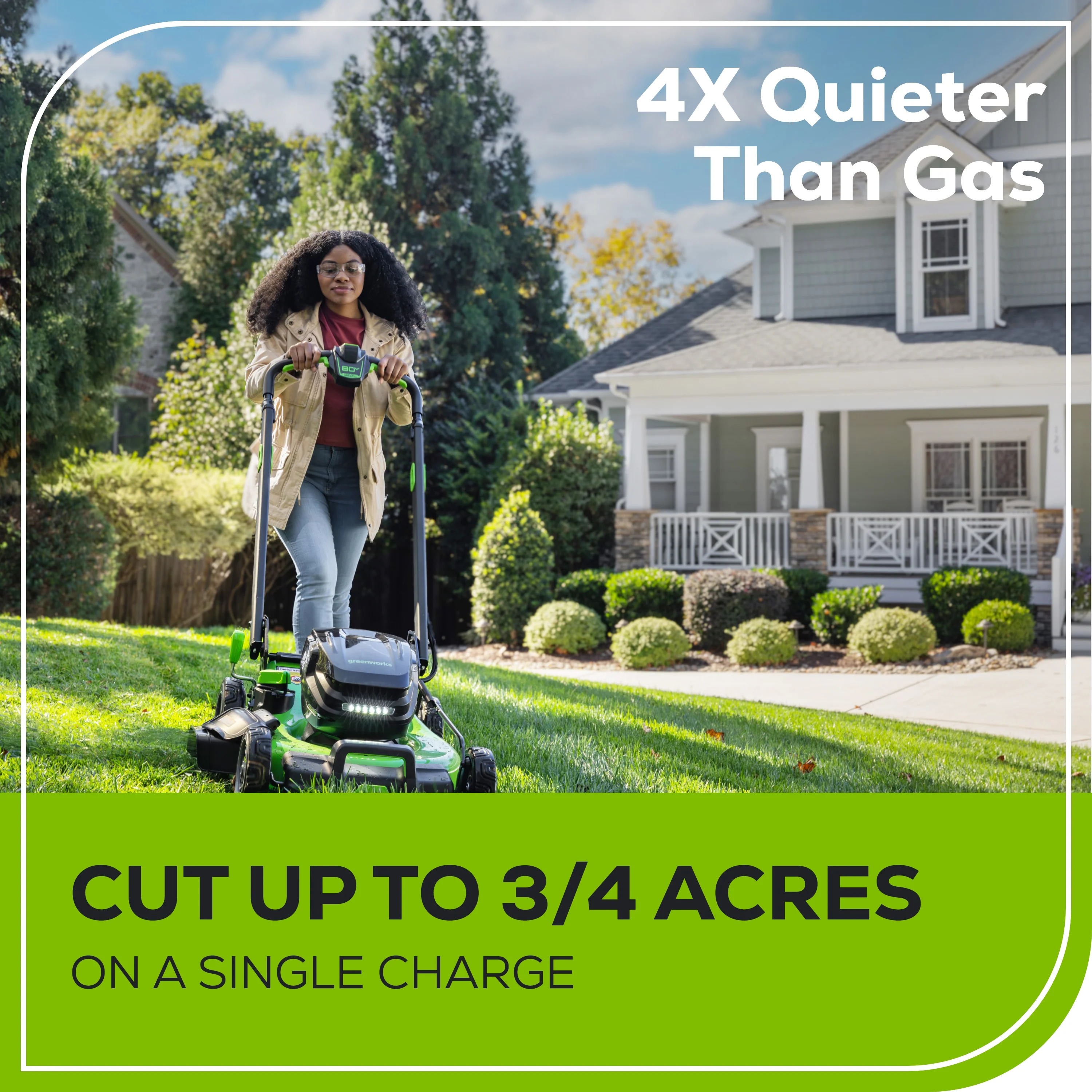 80V 22 Cordless Battery Dual Blade Self-Propelled Lawn Mower w/ (2) 4.0Ah Batteries & Rapid Charger