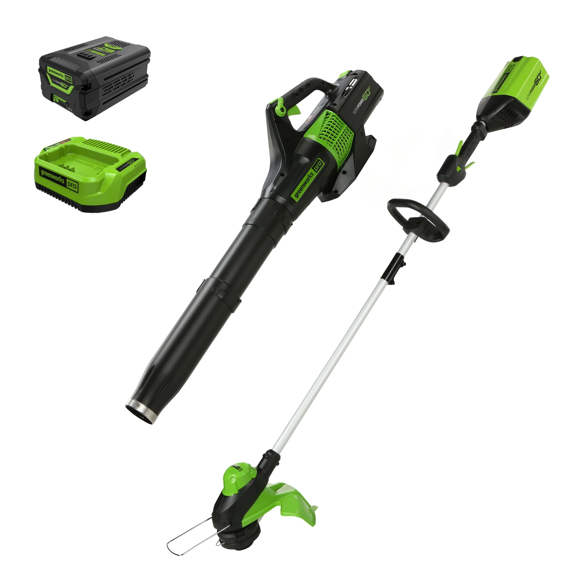 60V 13 Cordless Battery String Trimmer & 540 CFM Leaf Blower Combo Kit w/ 4.0Ah Battery & Charger