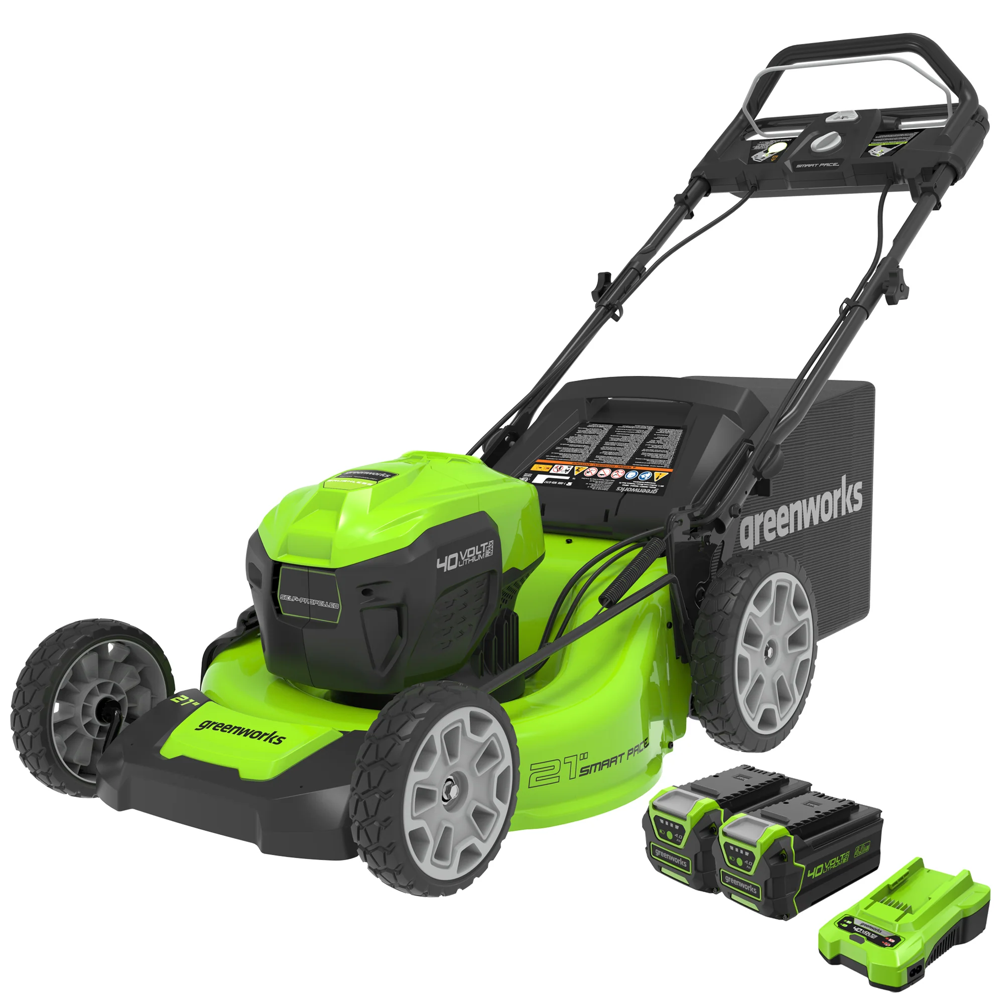 RENEWED 40V 21 Cordless Battery Self-Propelled Lawn Mower w/ (2) 4.0Ah USB Batteries & Charger