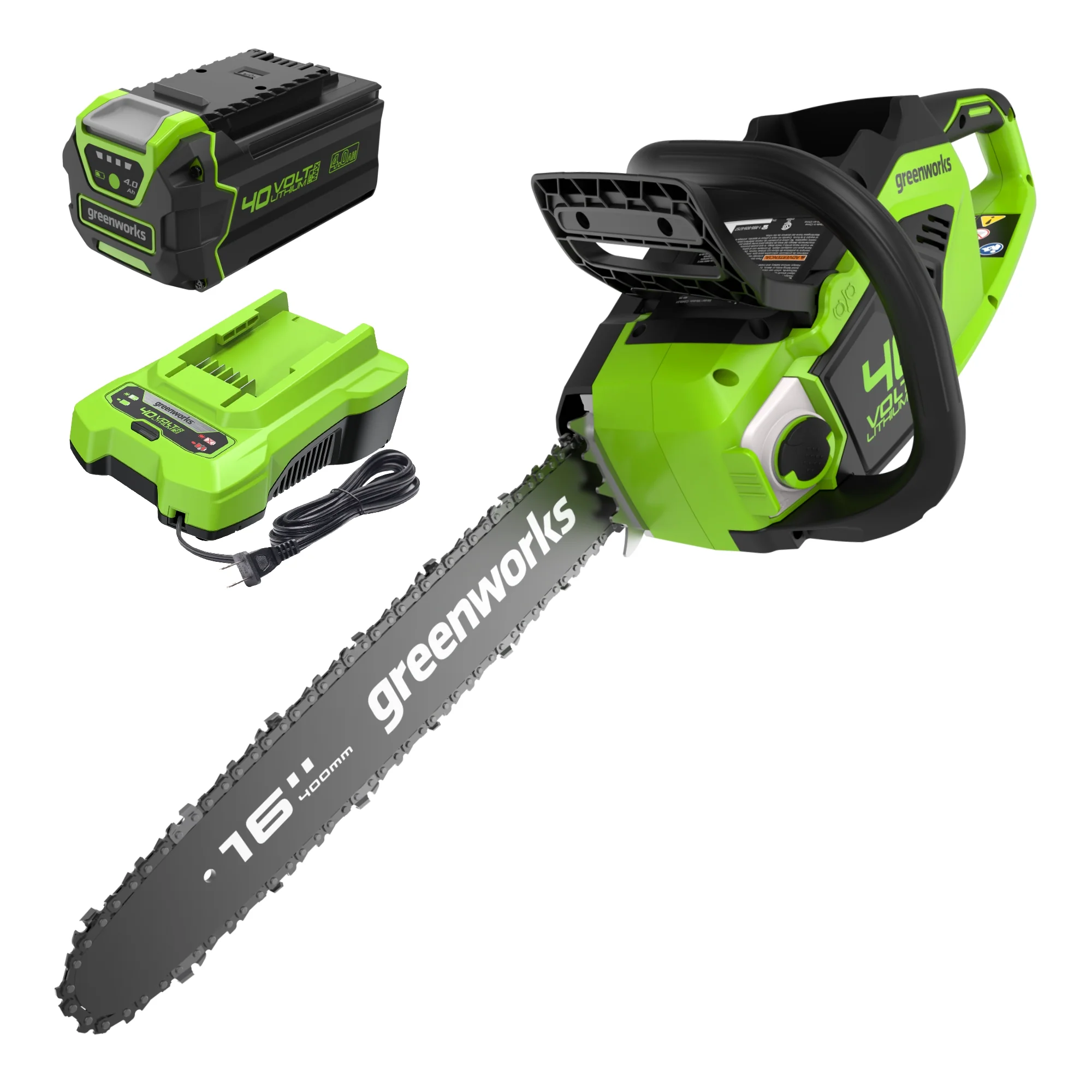 40V 16 Cordless Battery Chainsaw w/ 4.0Ah USB Battery & Charger