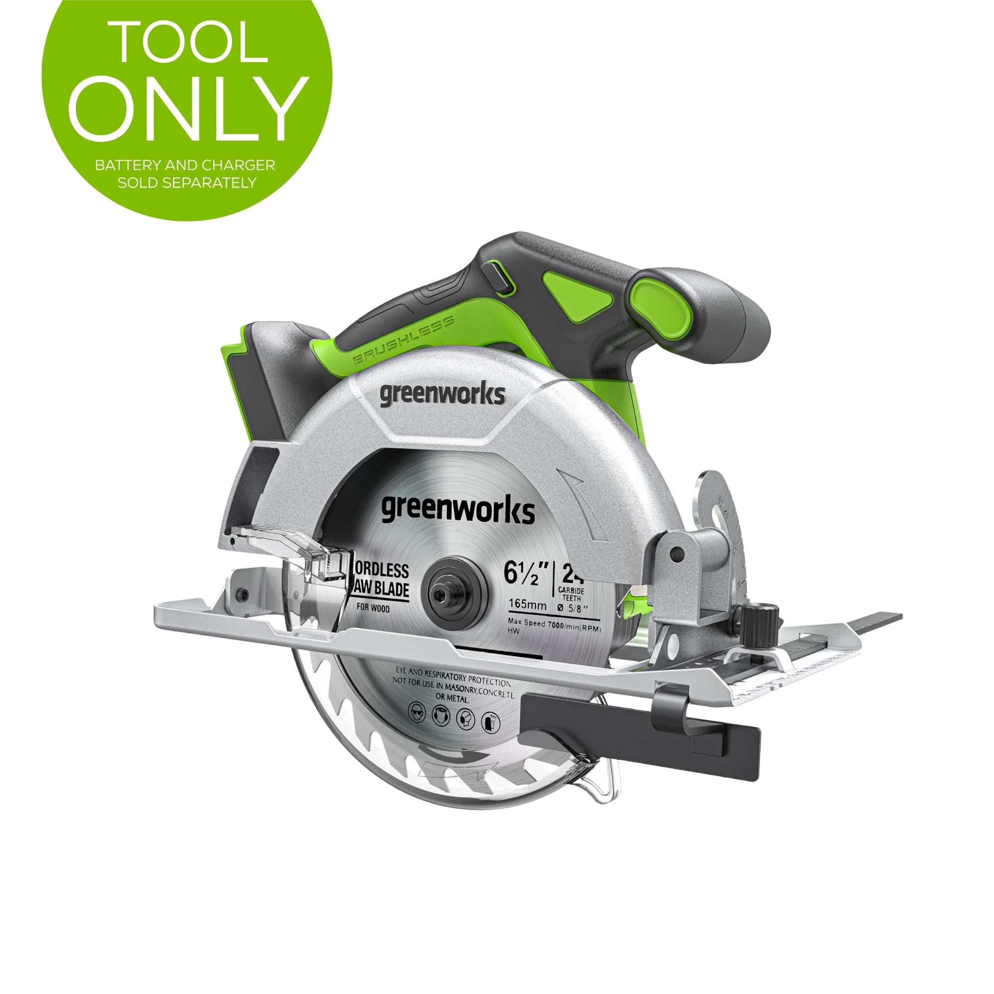 24V 6.5'' Cordless Battery Brushless Circular Saw (Tool Only)