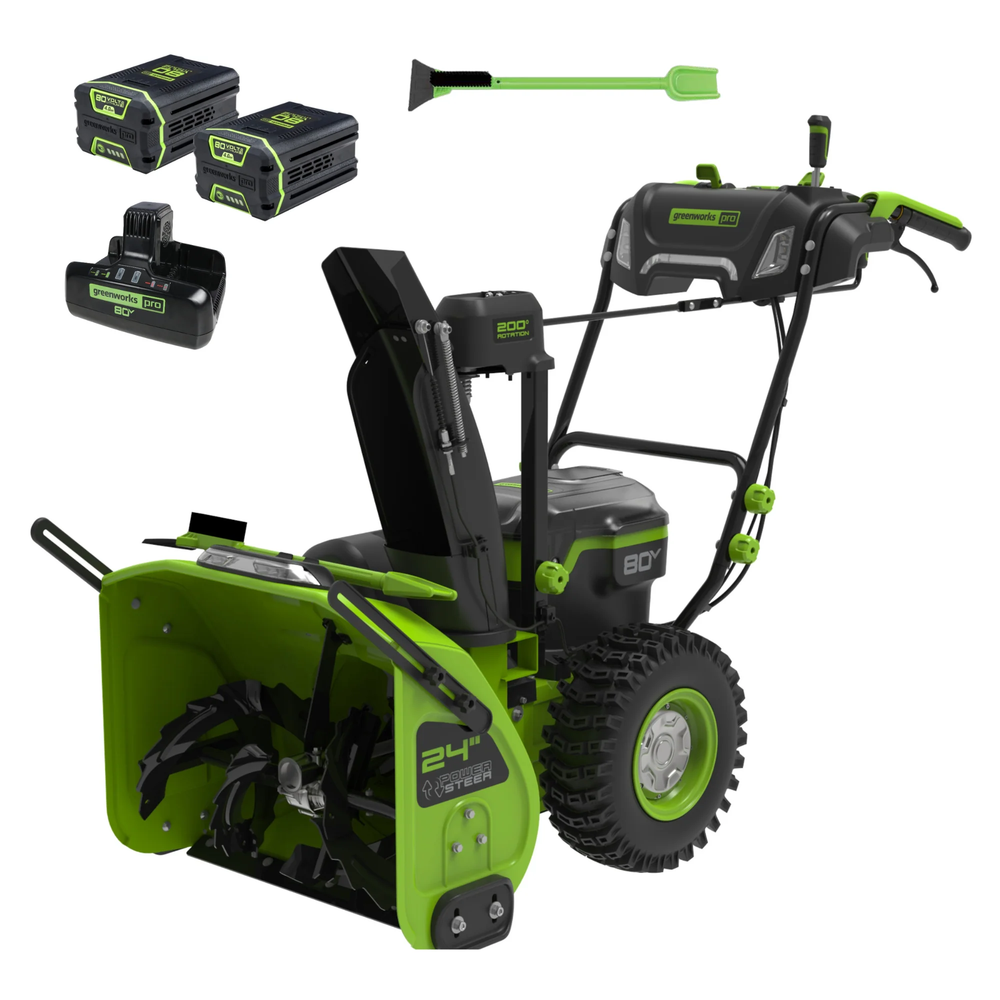80V 24 Cordless Battery Two-Stage Snow Blower w/ Two (2) 4.0 Ah Batteries & Dual-Port Rapid Charger