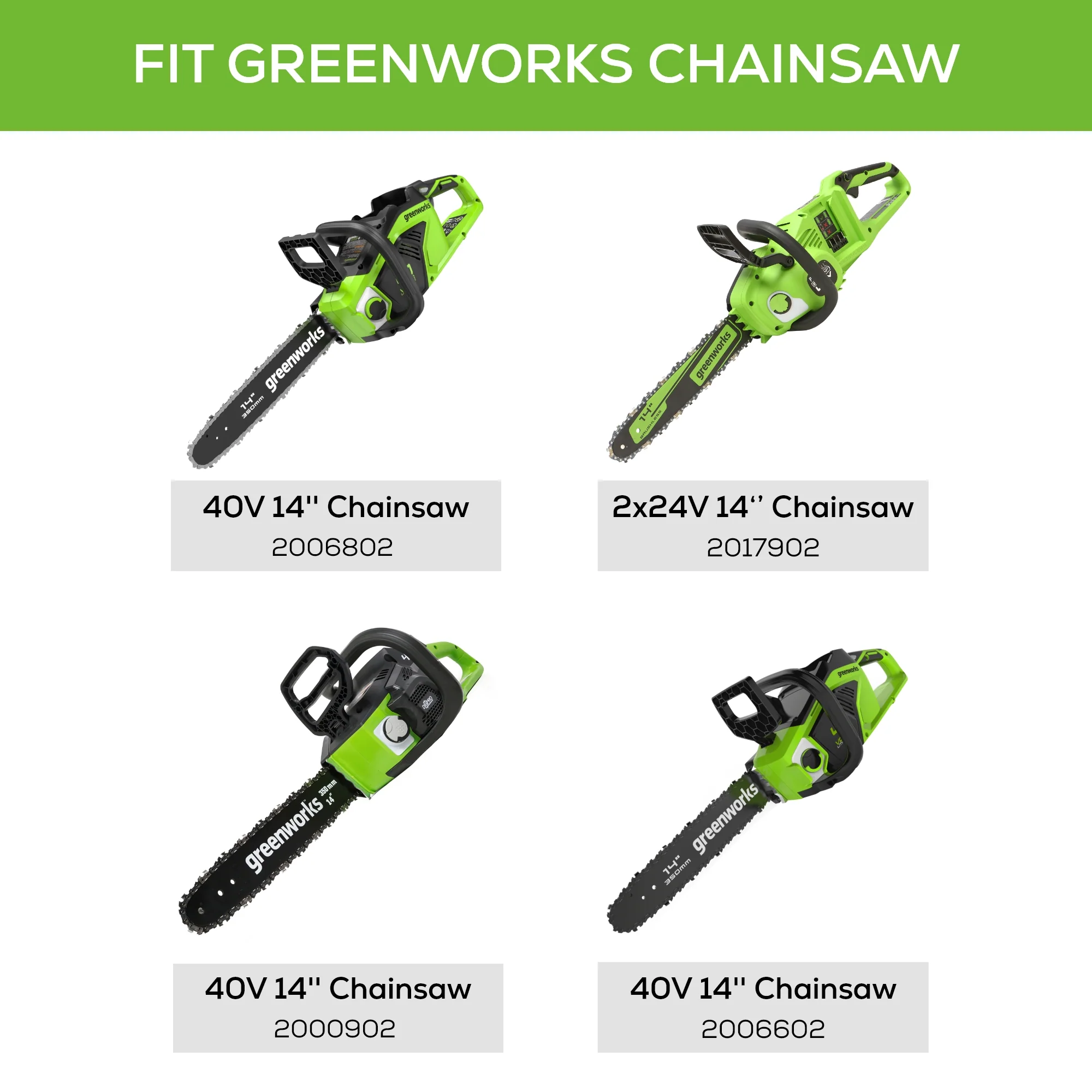 14 Replacement Chainsaw Chain w/ 3/8Pitch, .043 Chain Gauge & 52DL