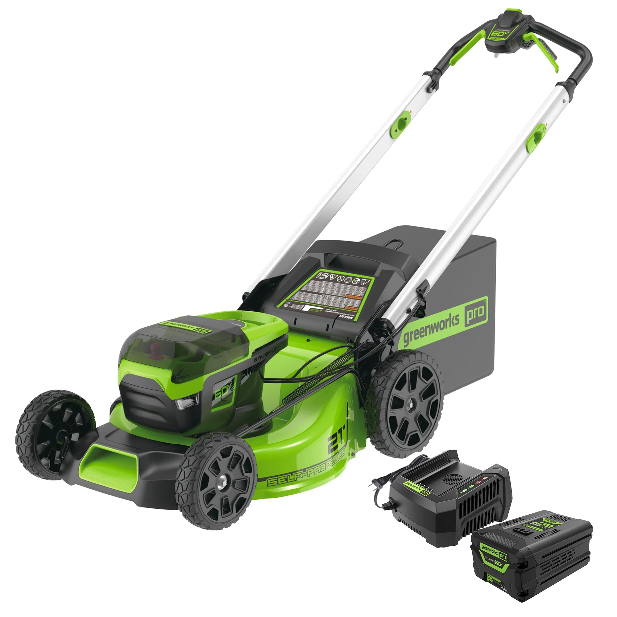 60V 21 Push Mower 5-pc Combo Kit w/ (1) 4Ah Battery, (1) 5.0Ah Battery & (2) Chargers