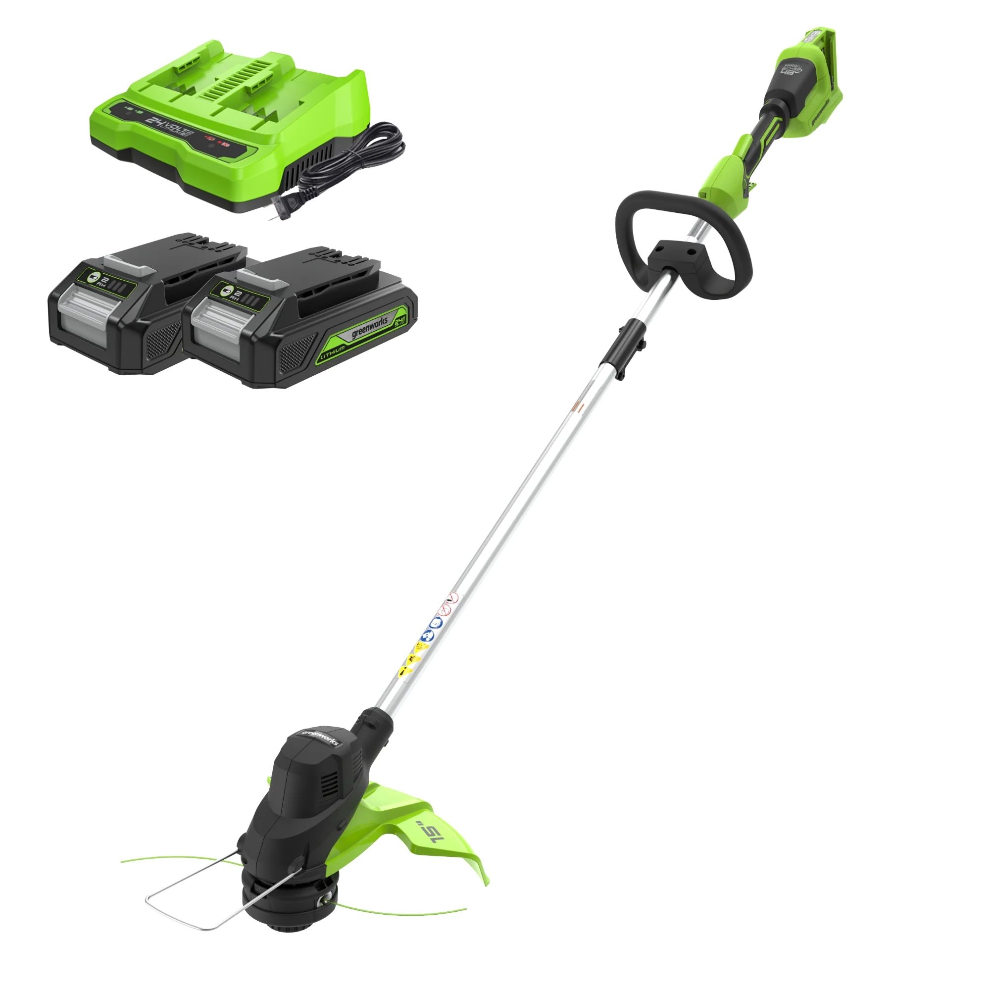 48V (2x24V) 15 Cordless Battery TORQDRIVE™ String Trimmer w/ (2) 2.0Ah USB Batteries & Charger