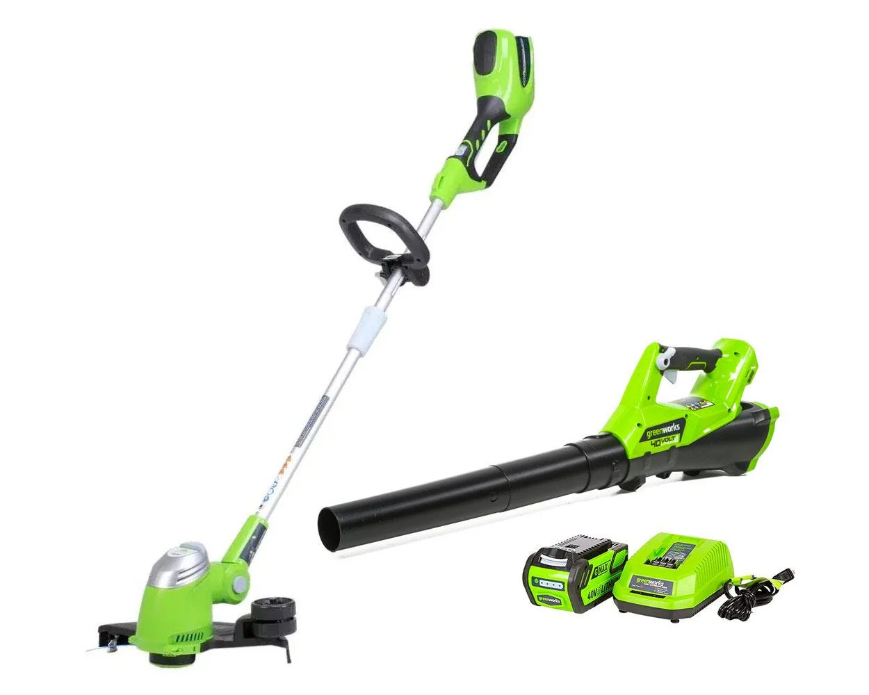 40V 13 Cordless Battery String Trimmer & 390 CFM Leaf Blower Combo w/ 4.0Ah Battery & Charger