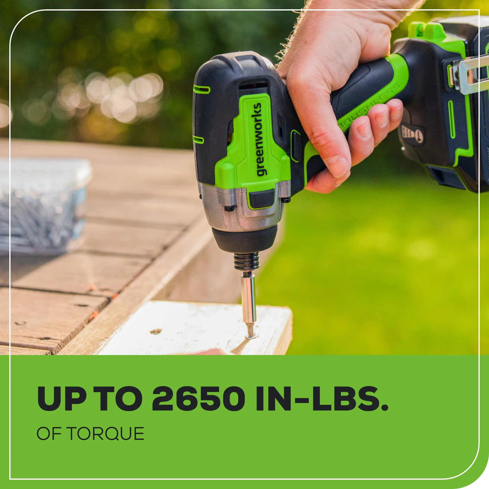 24V 1/4 2650 in/lbs Brushless Impact Driver w/ (2) 2.0Ah USB Batteries & Charger
