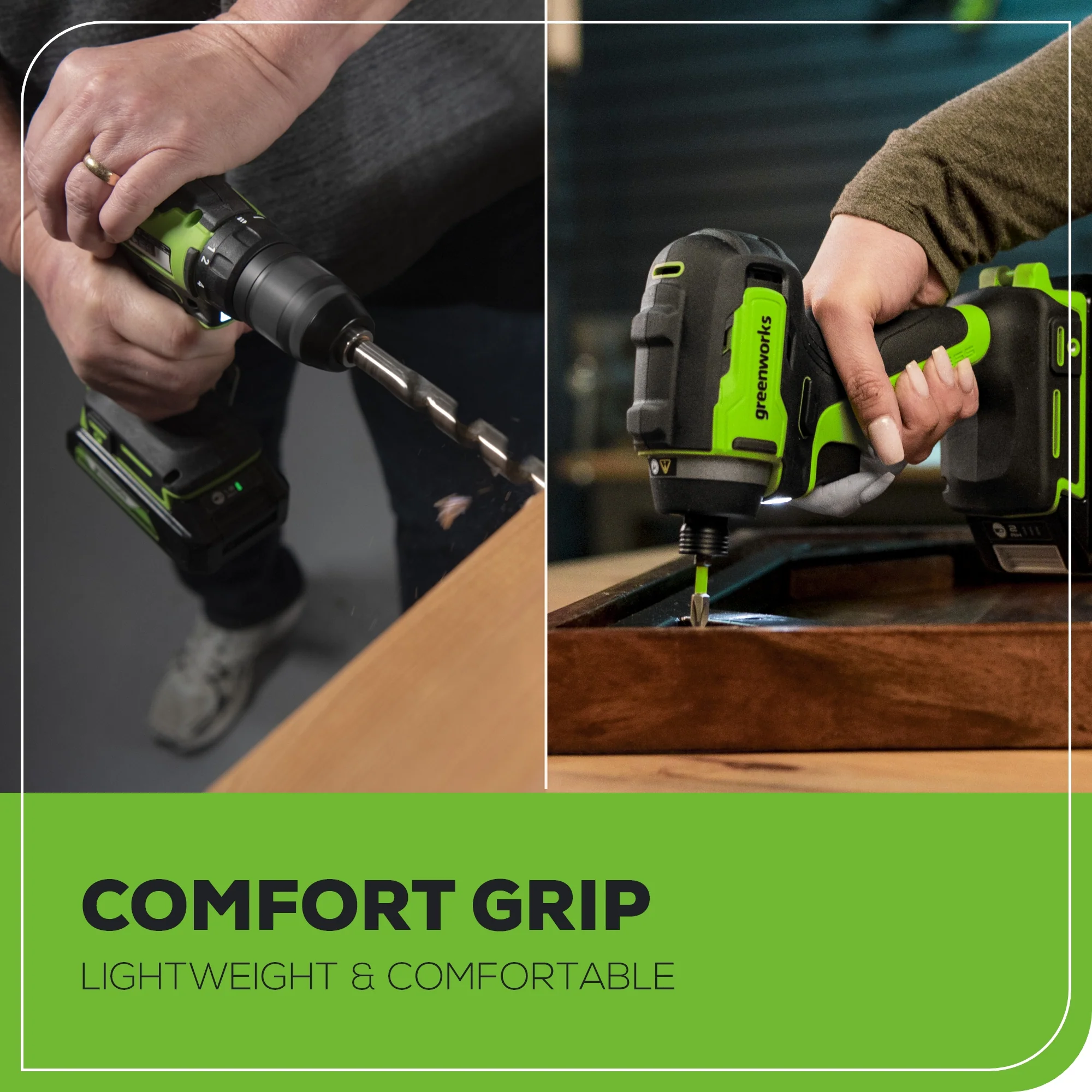 RENEWED 24V Brushless 1/2” Drill / Driver, 1/4” Hex Impact Driver, 8 pcs Bit Set & Bag Kit w/ (2) 2.0Ah Batteries & Charger