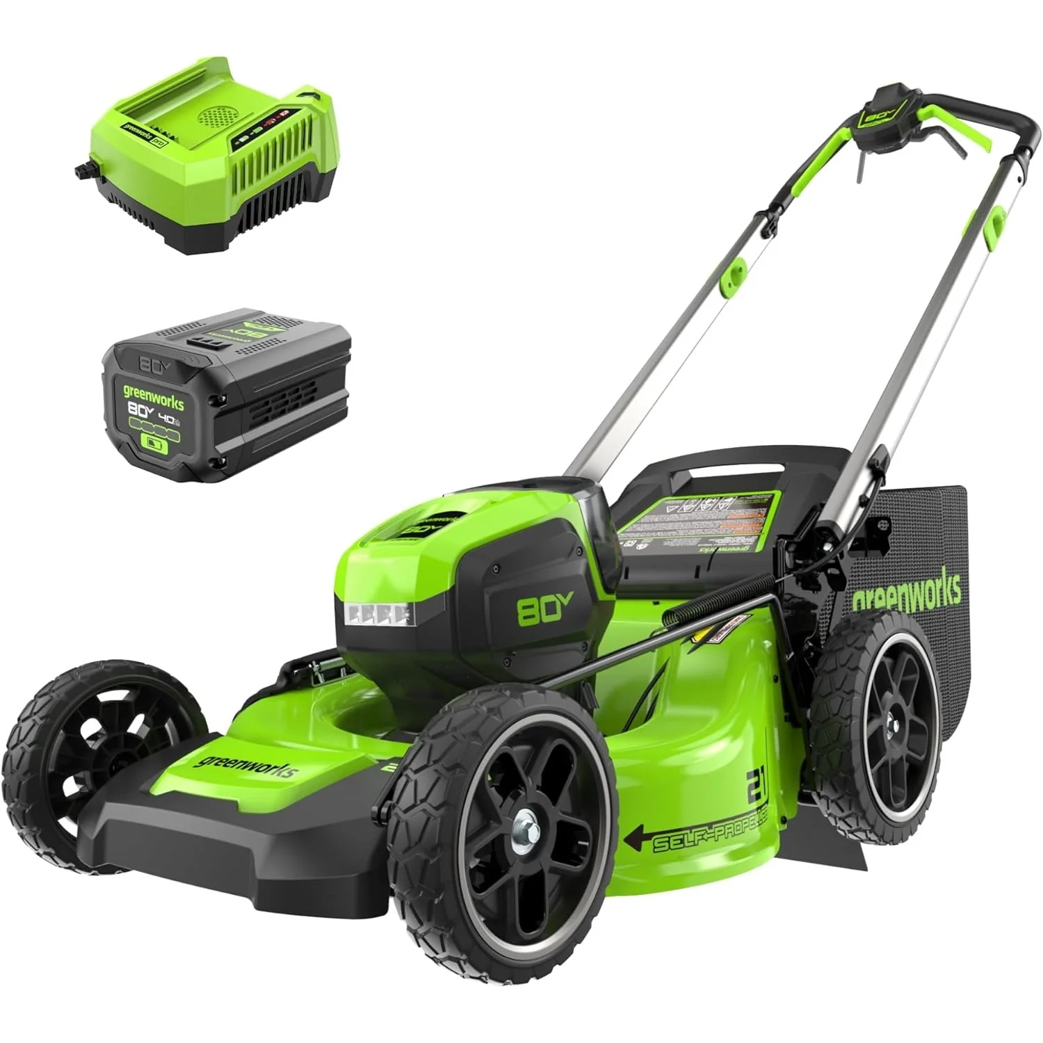 80V 21 Cordless Battery 4-in-1 Self-Propelled Lawn Mower w/ 4.0Ah Battery & Charger