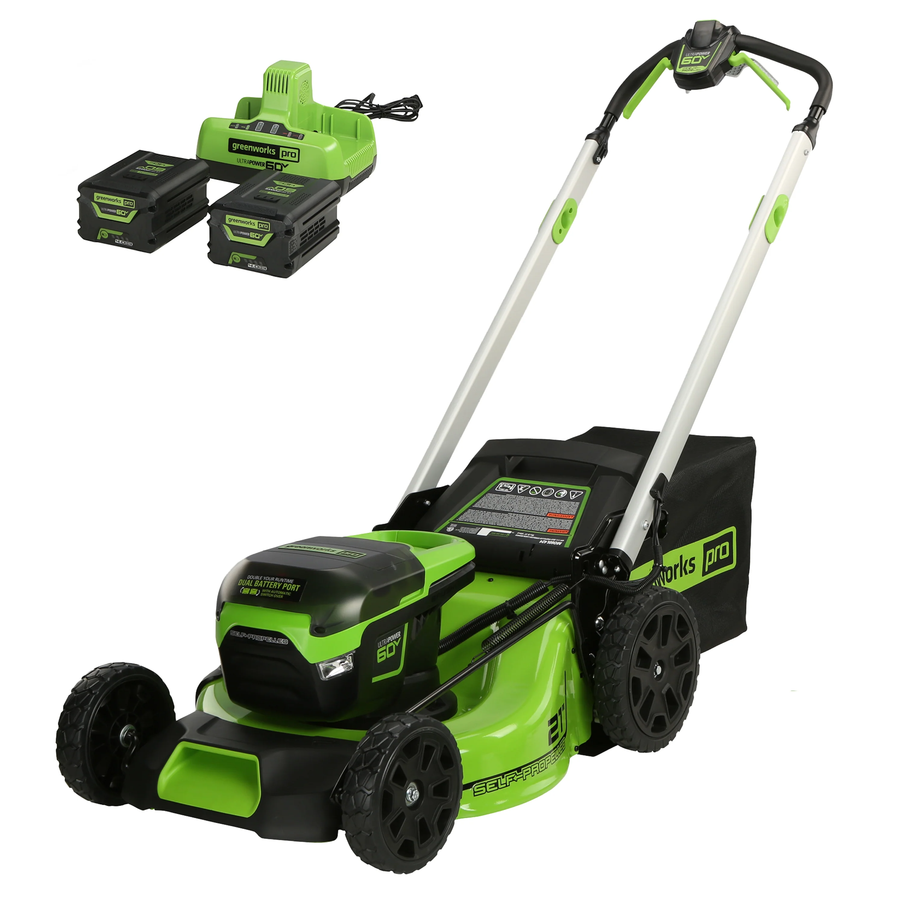 60V 21 Cordless Battery Self-Propelled Lawn Mower w/ Two (2) 4.0Ah Batteries & Dual Port Charger