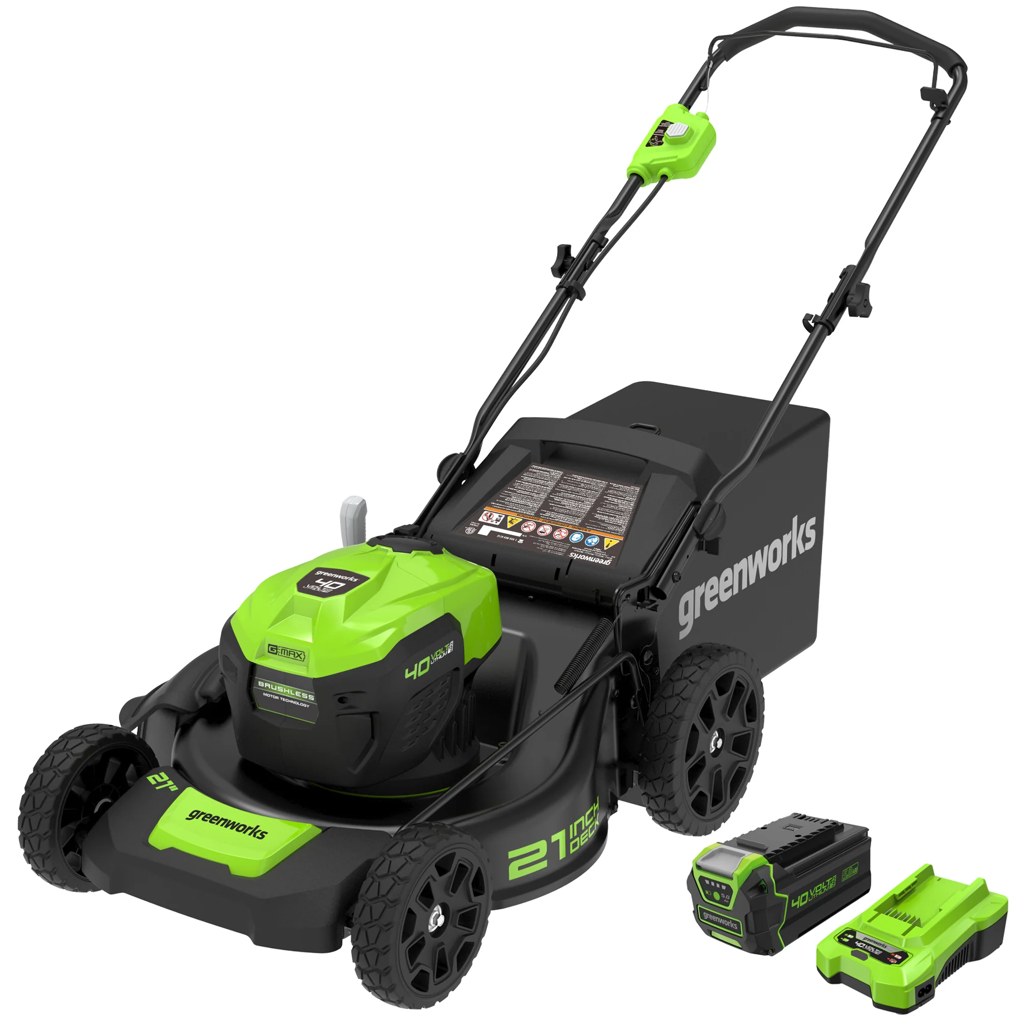 40V 21 Cordless Battery Brushless Push Lawn Mower w/ 5.0Ah USB Battery & Charger
