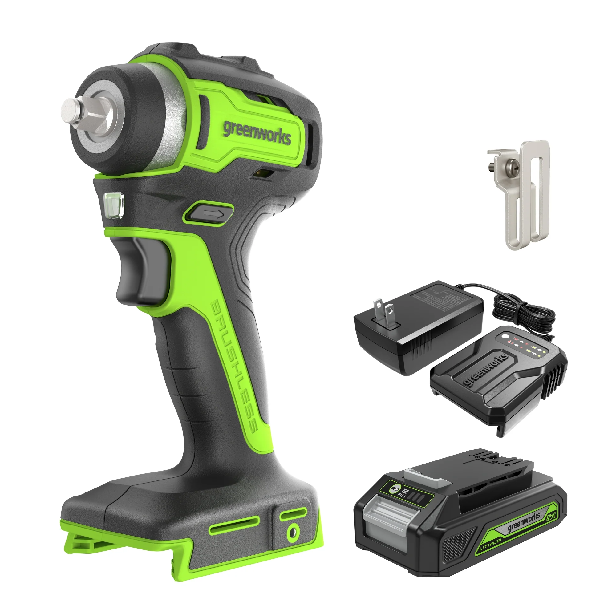 24V 3/8 Cordless Battery Impact Wrench w/ 2.0Ah Battery & Charger