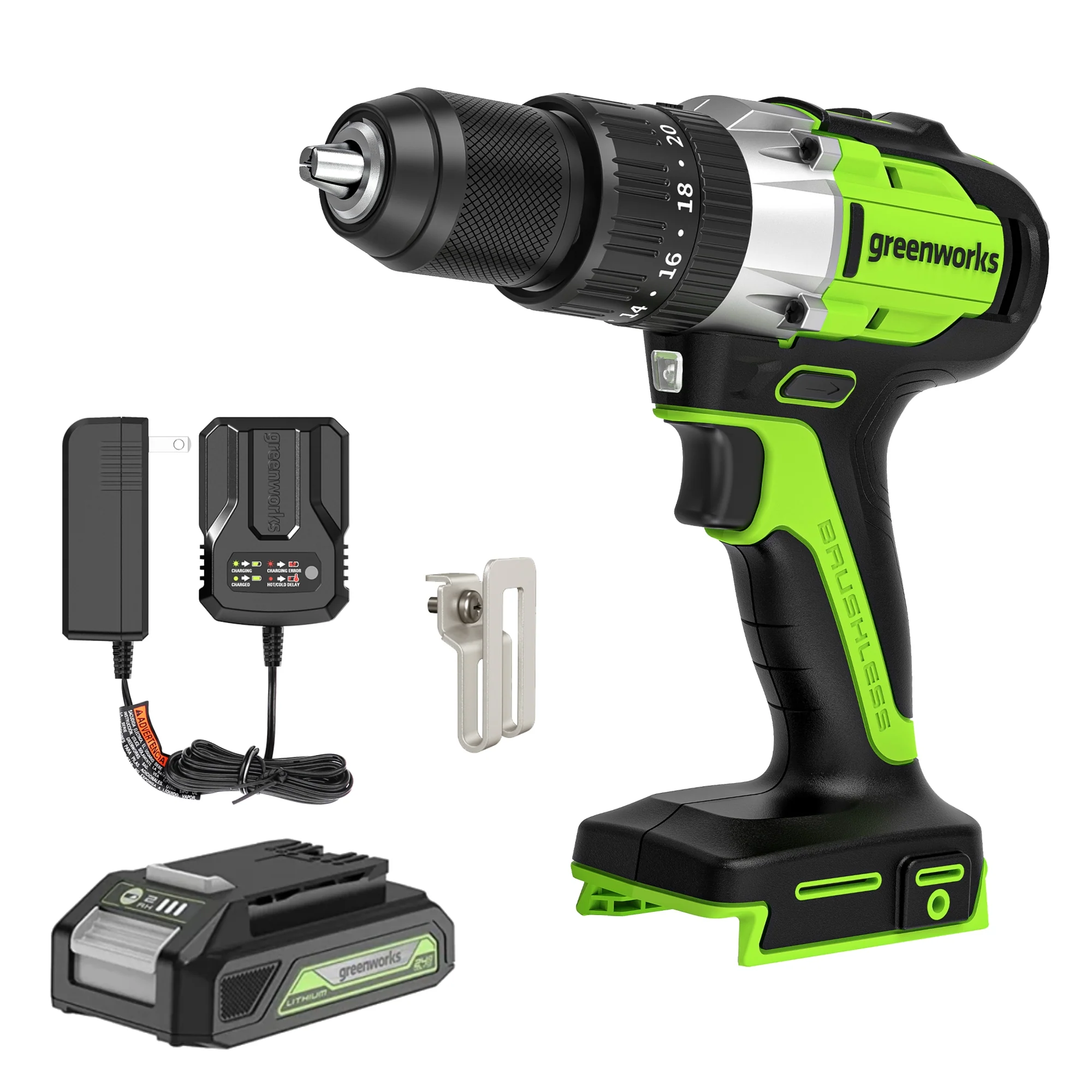 24V 1/2 530 in/lbs Hammer Drill w/ 2.0Ah Battery & Charger