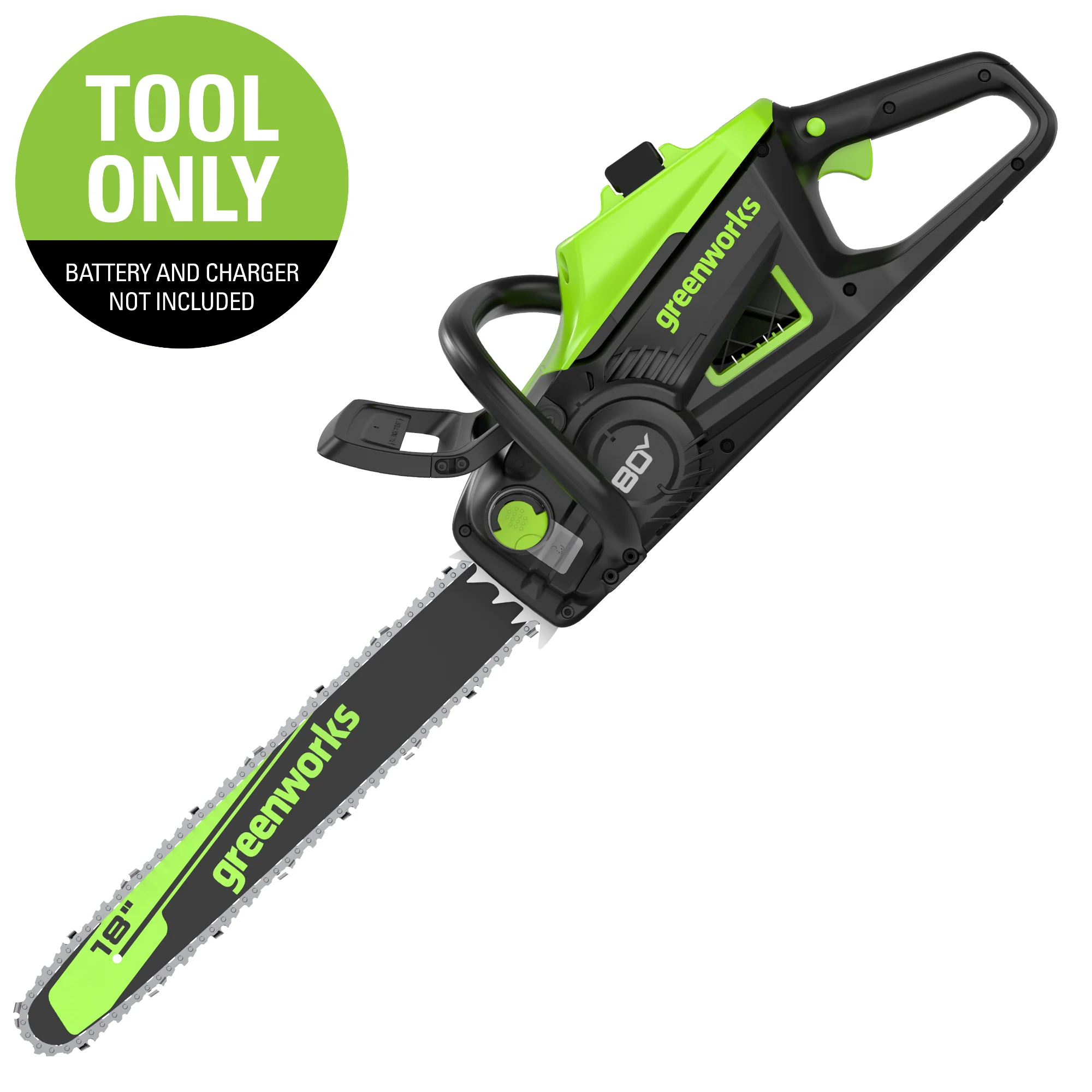 80V 18 Cordless Battery Chainsaw w/ Two Extra Chains (Tool-Only)
