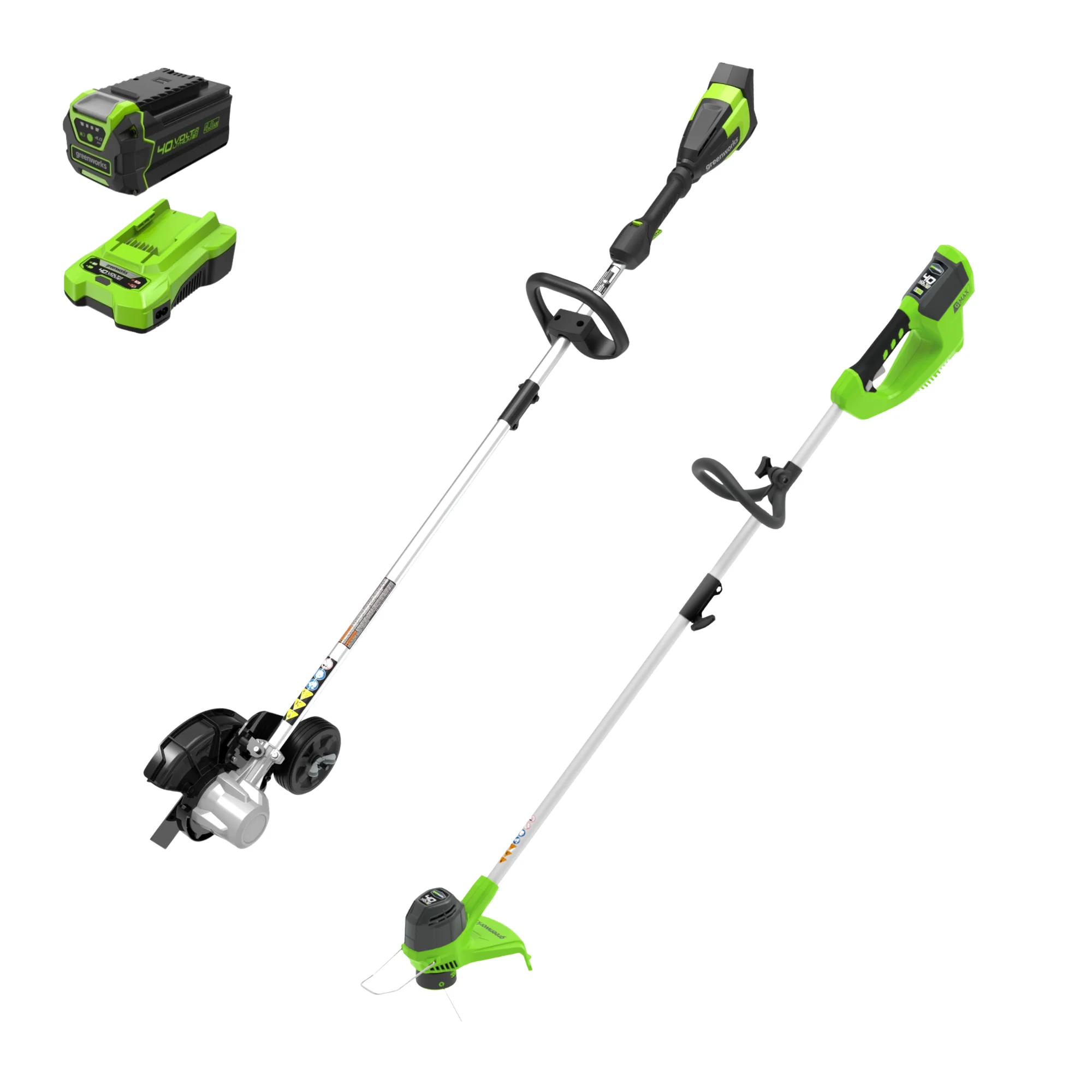 40V 8 Cordless Battery Edger & 12 String Trimmer Combo Kit w 4.0 Ah Battery & Charger