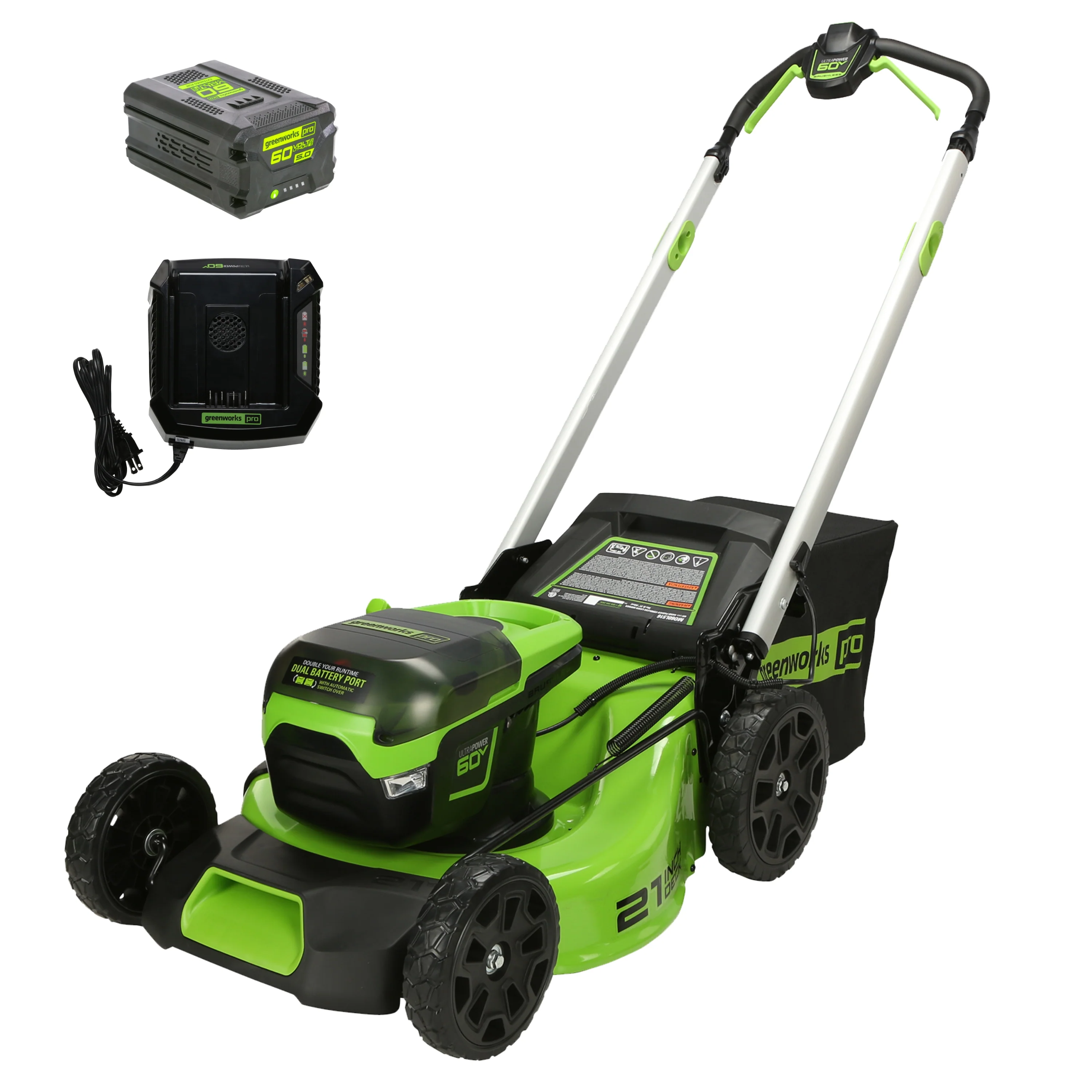 60V 21 Cordless Battery Push Lawn Mower w/ 5.0Ah Battery & Charger