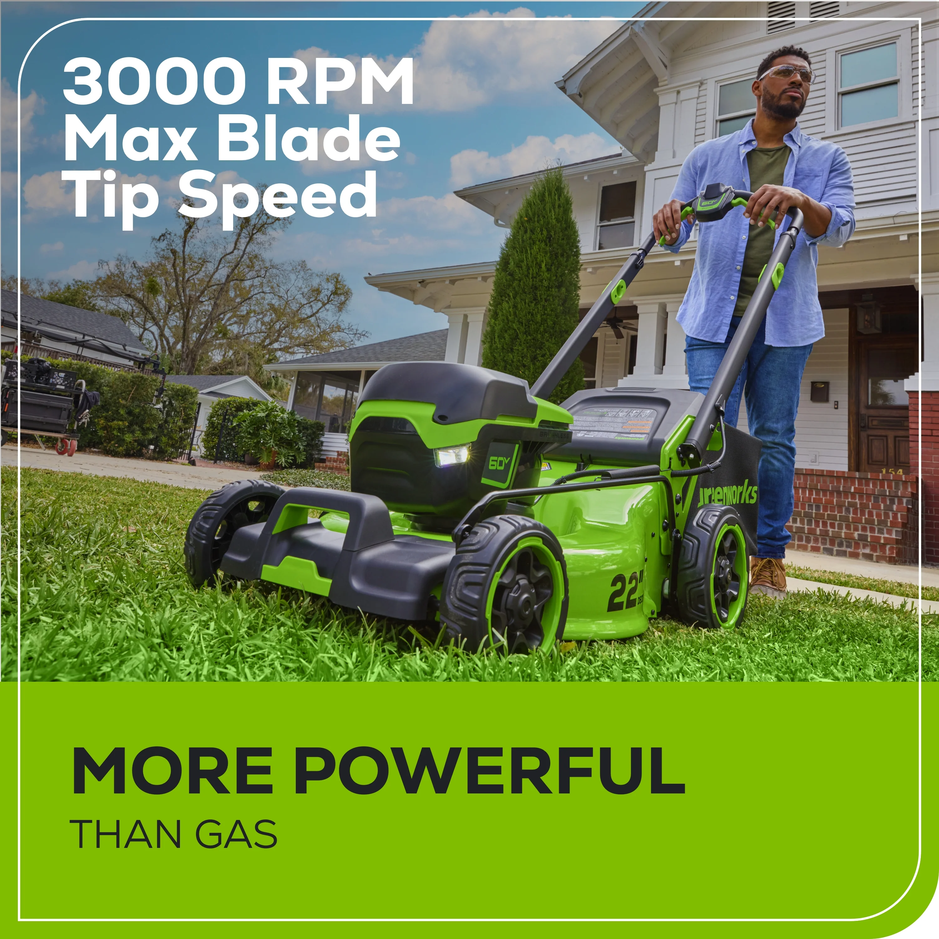 60V 22 Cordless Battery Push Lawn Mower w/ 5.0Ah Battery & Charger