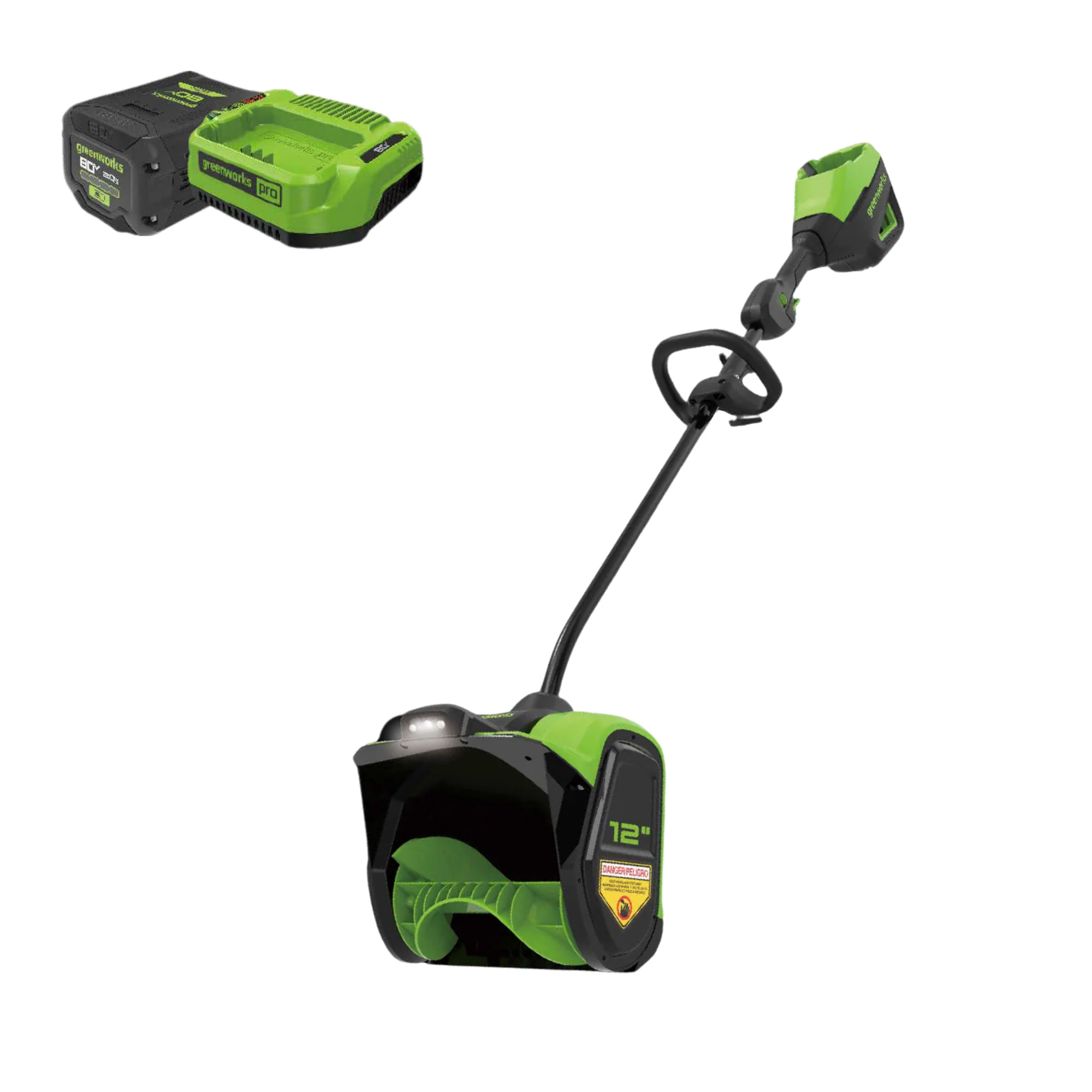 80V 12 Cordless Battery LED Snow Shovel w/ 2.0Ah Battery & Charger