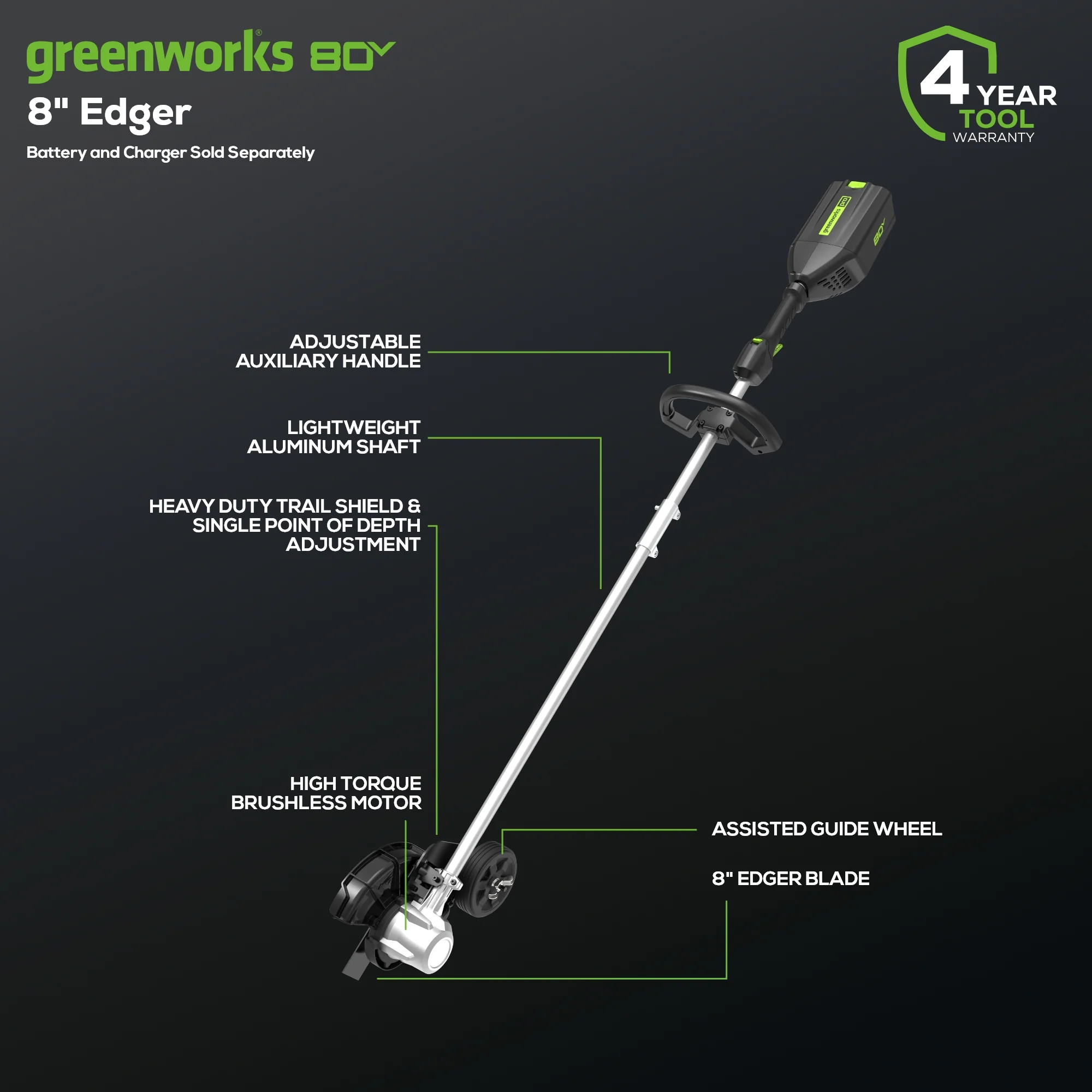 80V 8 Brushless Edger (Tool Only)