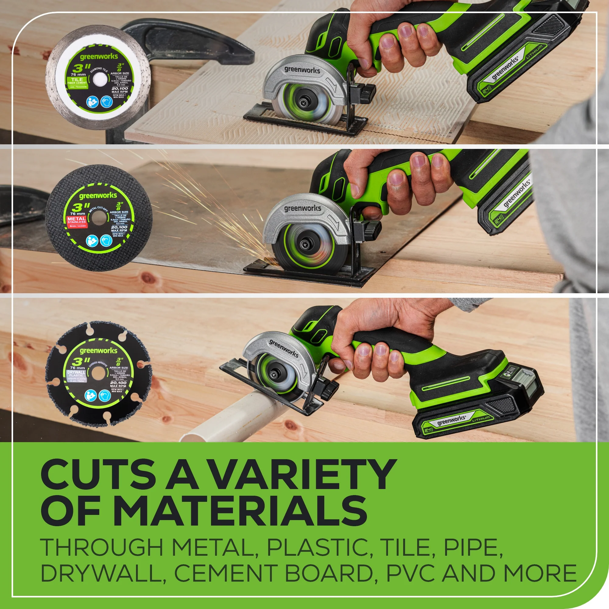 24V Cut-Off Saw w/ 3 Cut-Off Wheels (Tool Only)