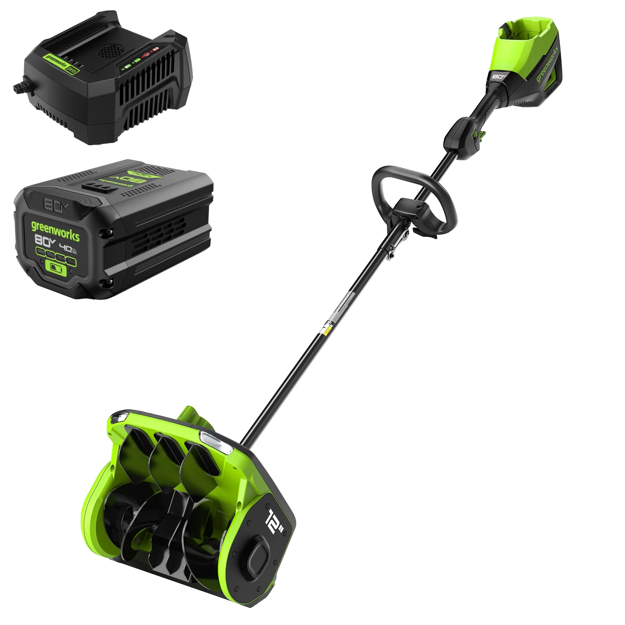 RENEWED 80V 12 Cordless Battery LED Snow Shovel w/ Directional Vanes, 4.0Ah Battery and Charger