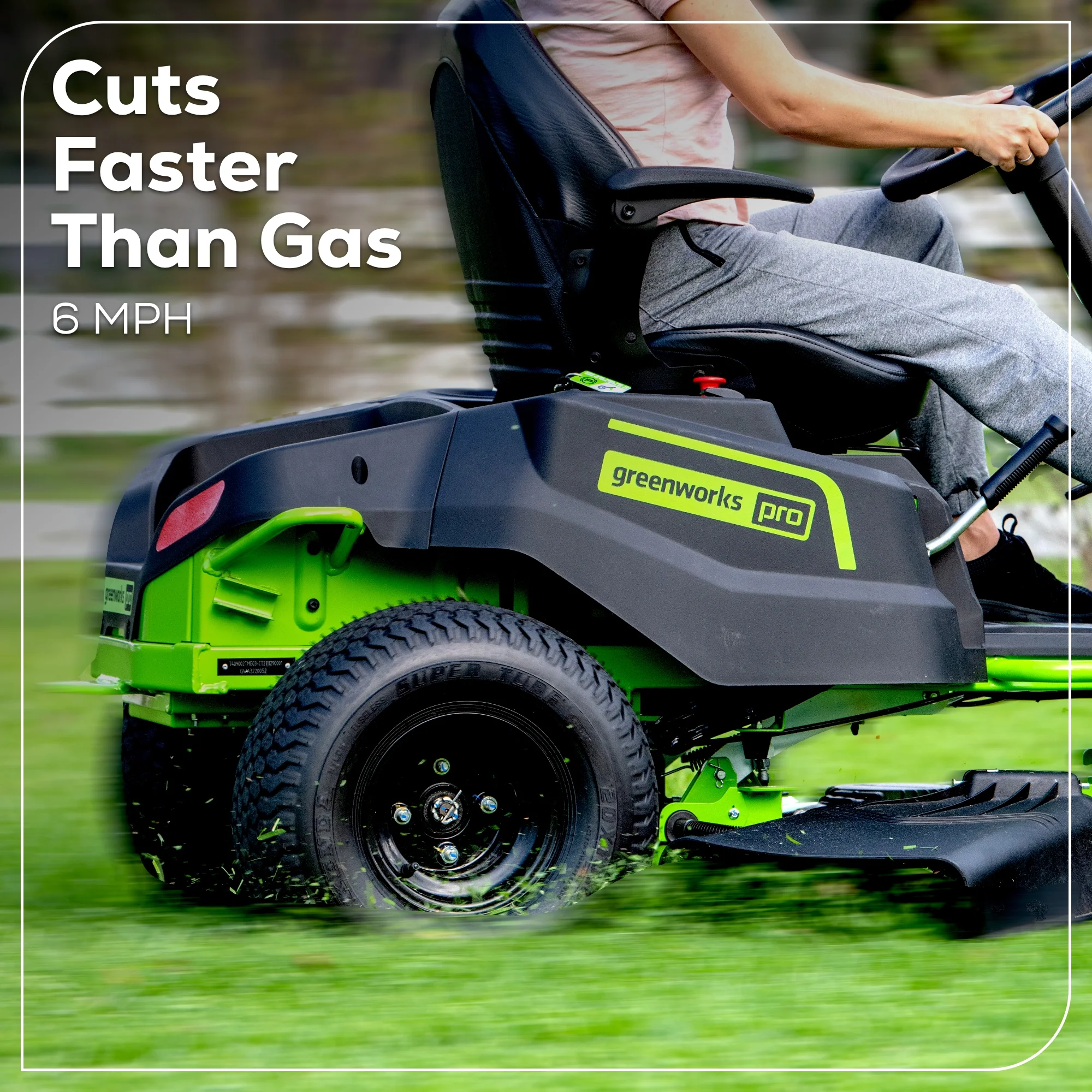 60V 42 Cordless Battery CrossoverT Riding Lawn Mower w/ Six (6) 8.0Ah Batteries and Three (3) Dual Port Turbo Chargers