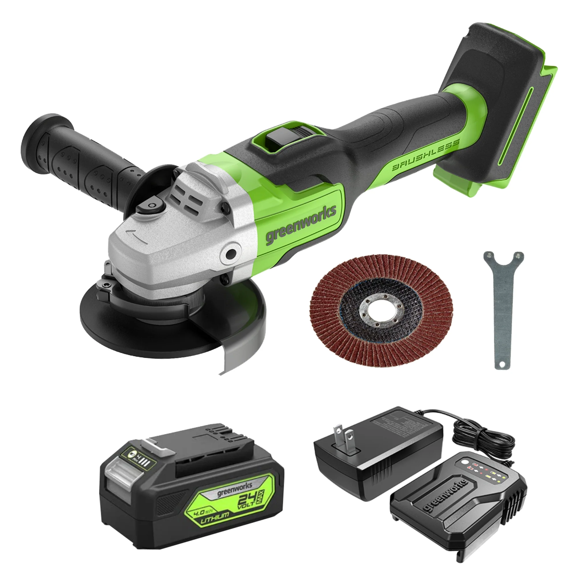 24V 4.5 Cordless Battery Angle Grinder w/ 4.0Ah Battery & Charger