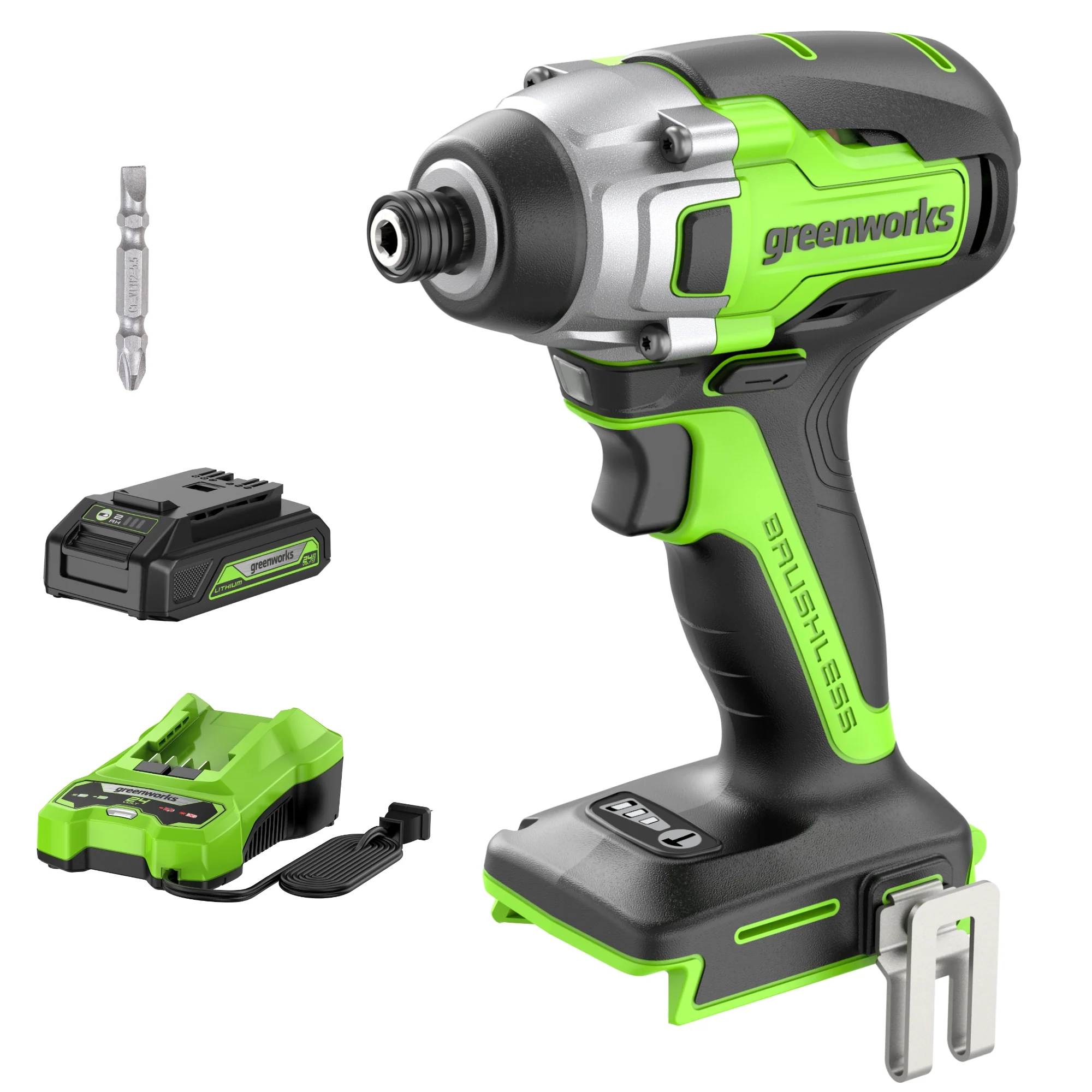 24V 1/4 2650 in/lbs Brushless Impact Driver w/ 2.0Ah USB Battery & Charger
