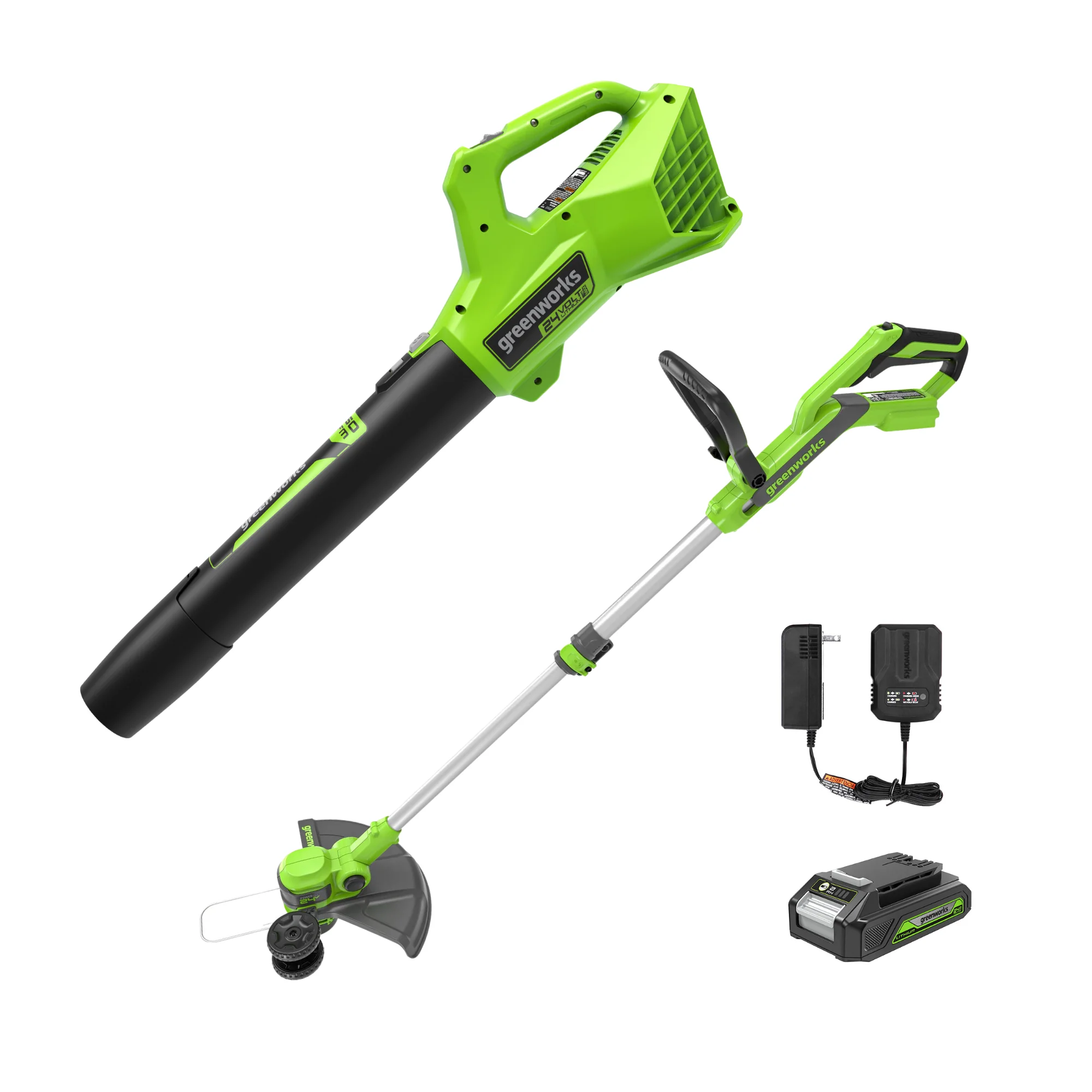 24V 12 Cordless Battery String Trimmer and 320 CFM Blower Combo Kit w/ 2.0Ah Battery & Charger