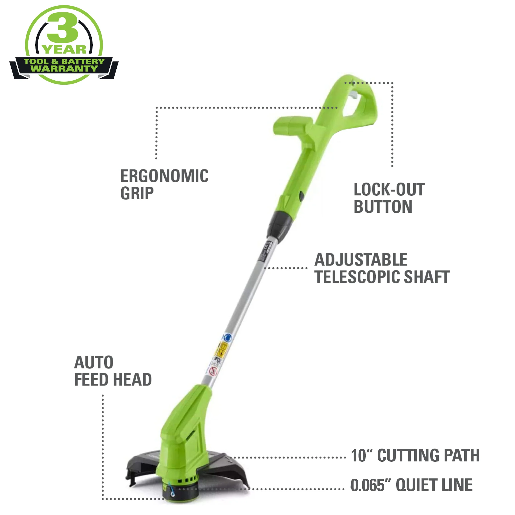 24V 10 Cordless Battery String Trimmer w/ 2.0Ah Battery & Charger
