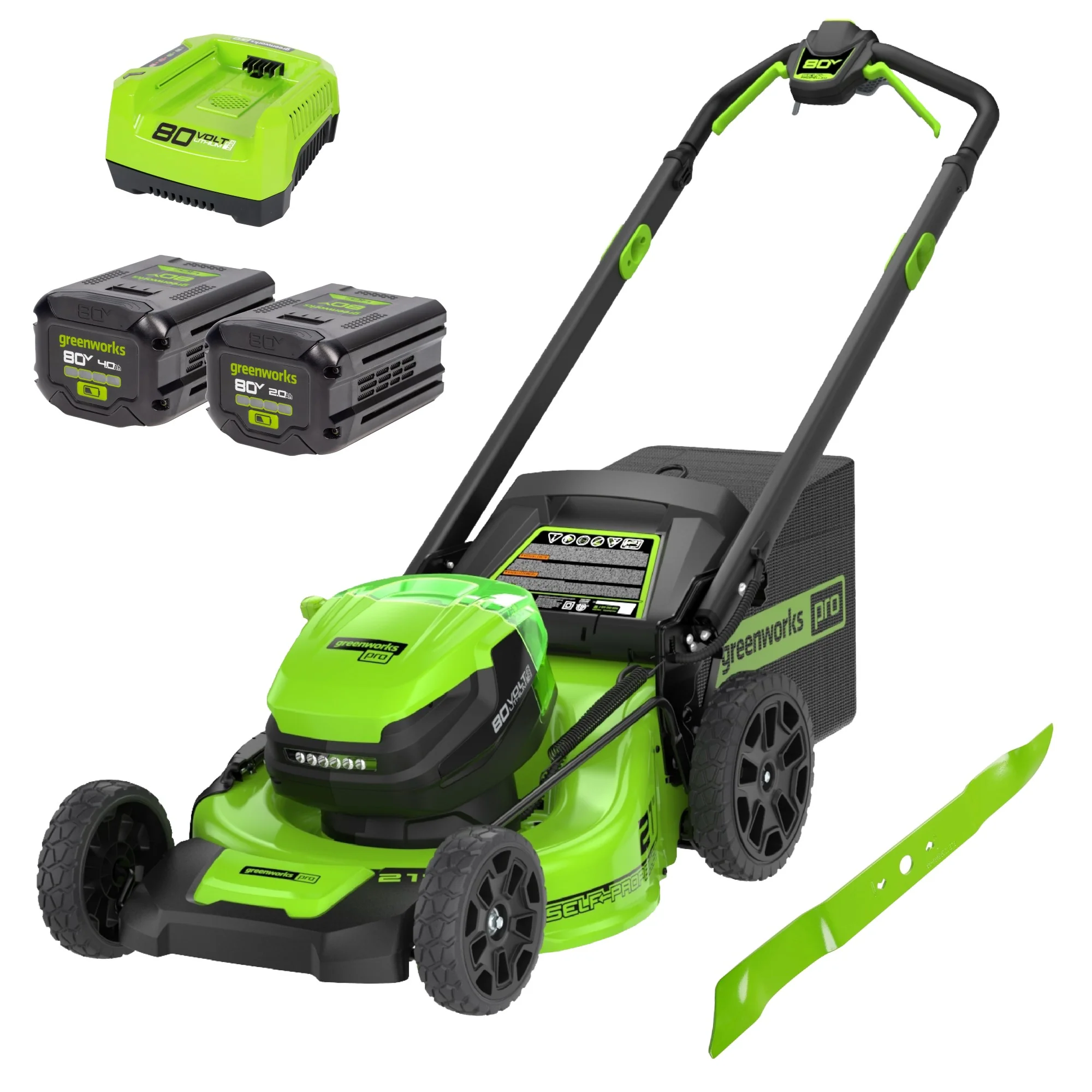 RENEWED 80V 21 Cordless Battery 4-in-1 Self-Propelled Lawn Mower w/ 4.0Ah, 2.0Ah Battery & Rapid Charger