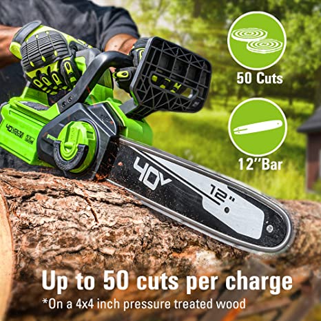 40V 12 Cordless Battery Chainsaw w/ 2.0 Ah Battery & Charger