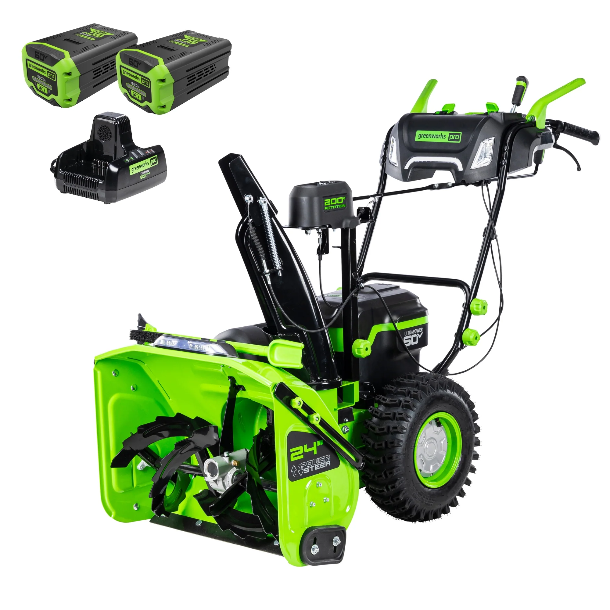 60V 24 Cordless Battery Two-Stage Snow Blower w/ Two (2) 8.0 Ah Batteries & Dual-Port Charger