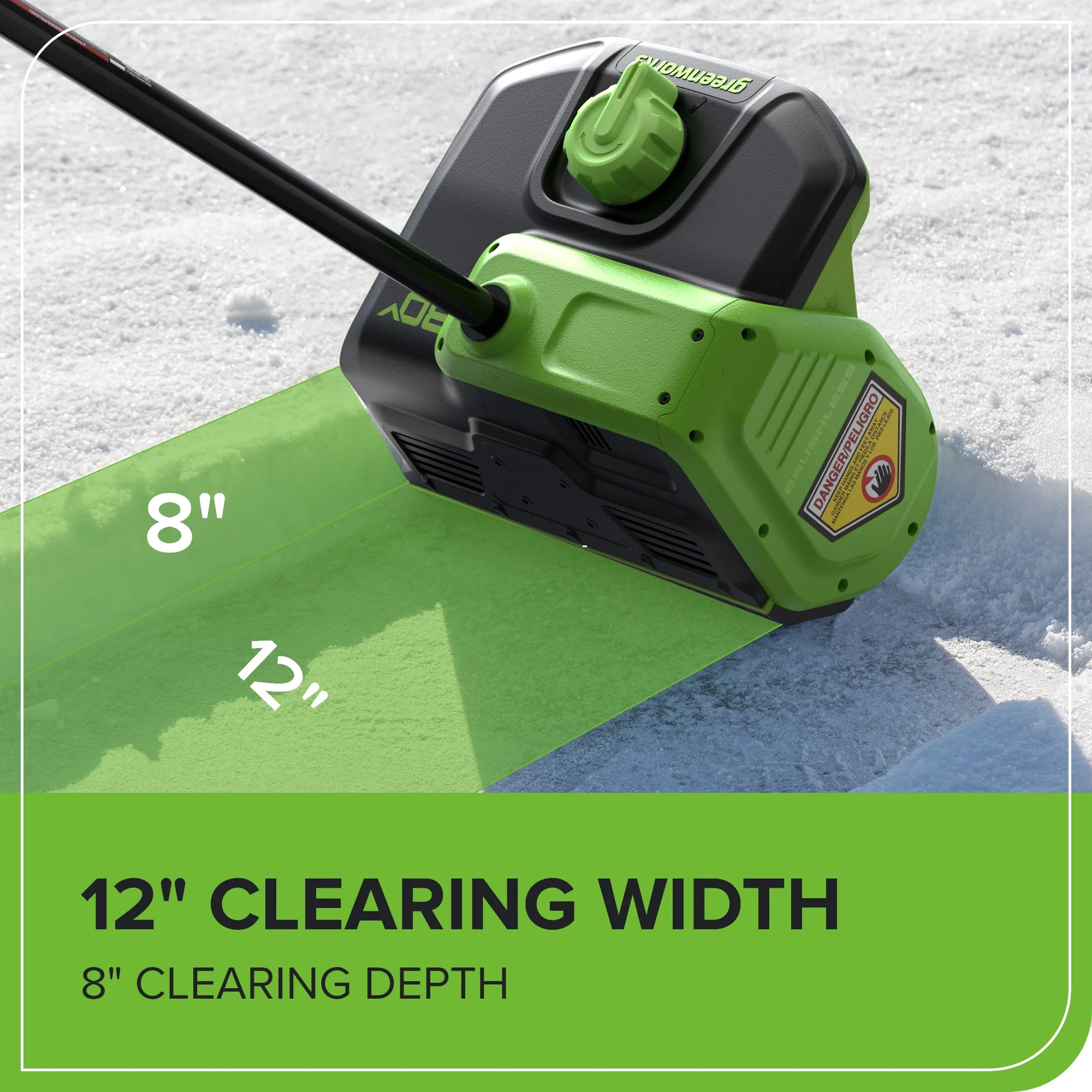 RENEWED 80V 12 Cordless Battery LED Snow Shovel w/ Directional Vanes, 4.0Ah Battery and Charger
