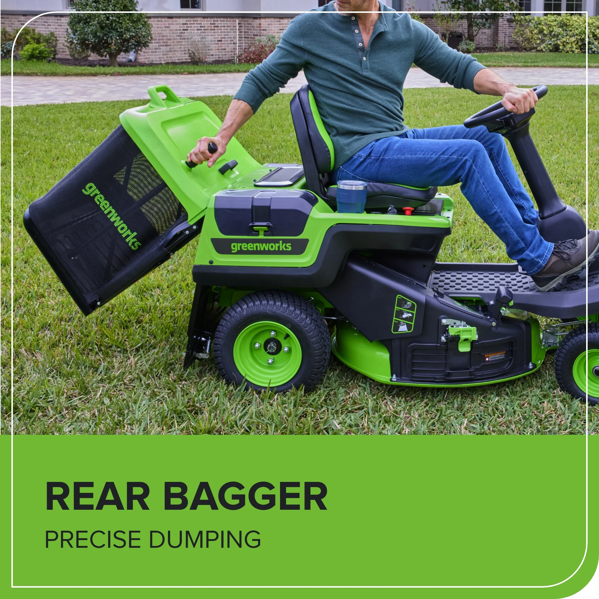60V 30” CrossoverT Riding Lawn Tractor, Bagger Included w/ (4) 8.0Ah (1) 20.0Ah Batteries & 600-Watt Charger