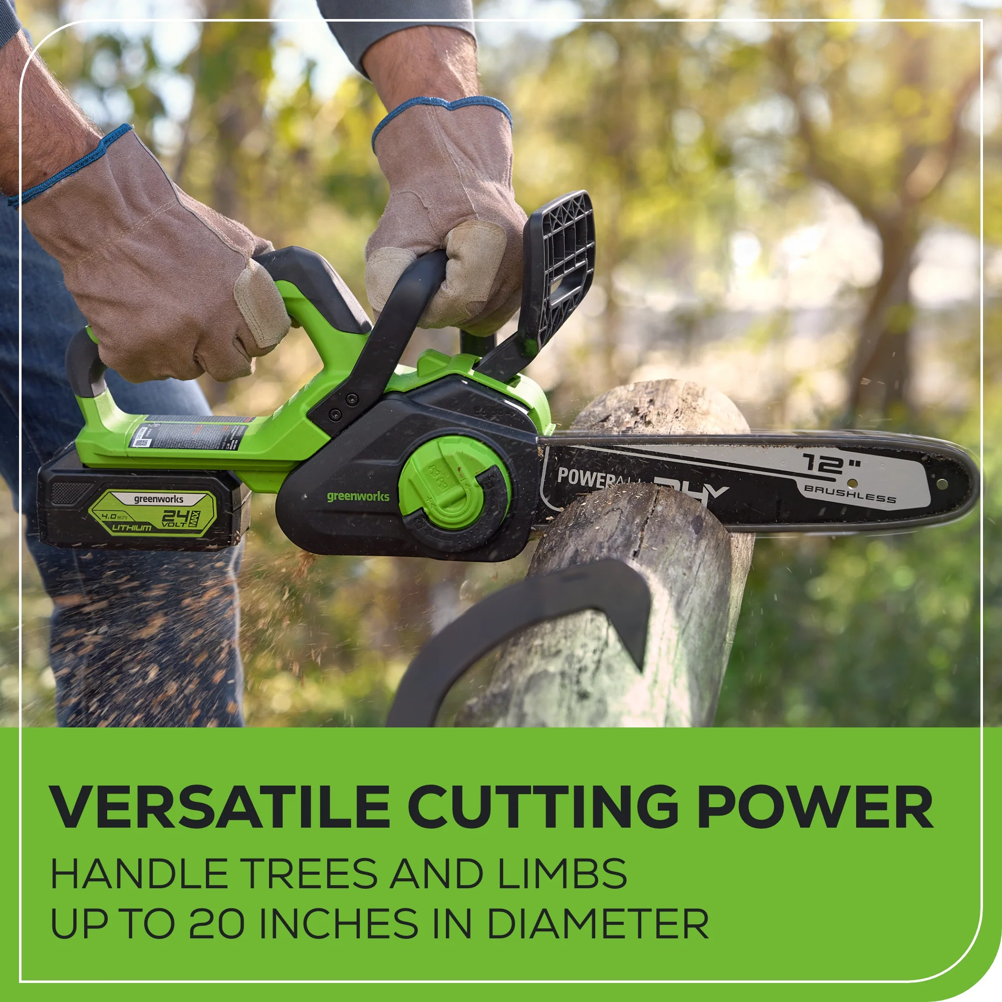 24V 12 Cordless Battery Chainsaw w/ 4.0Ah USB Battery & Charger