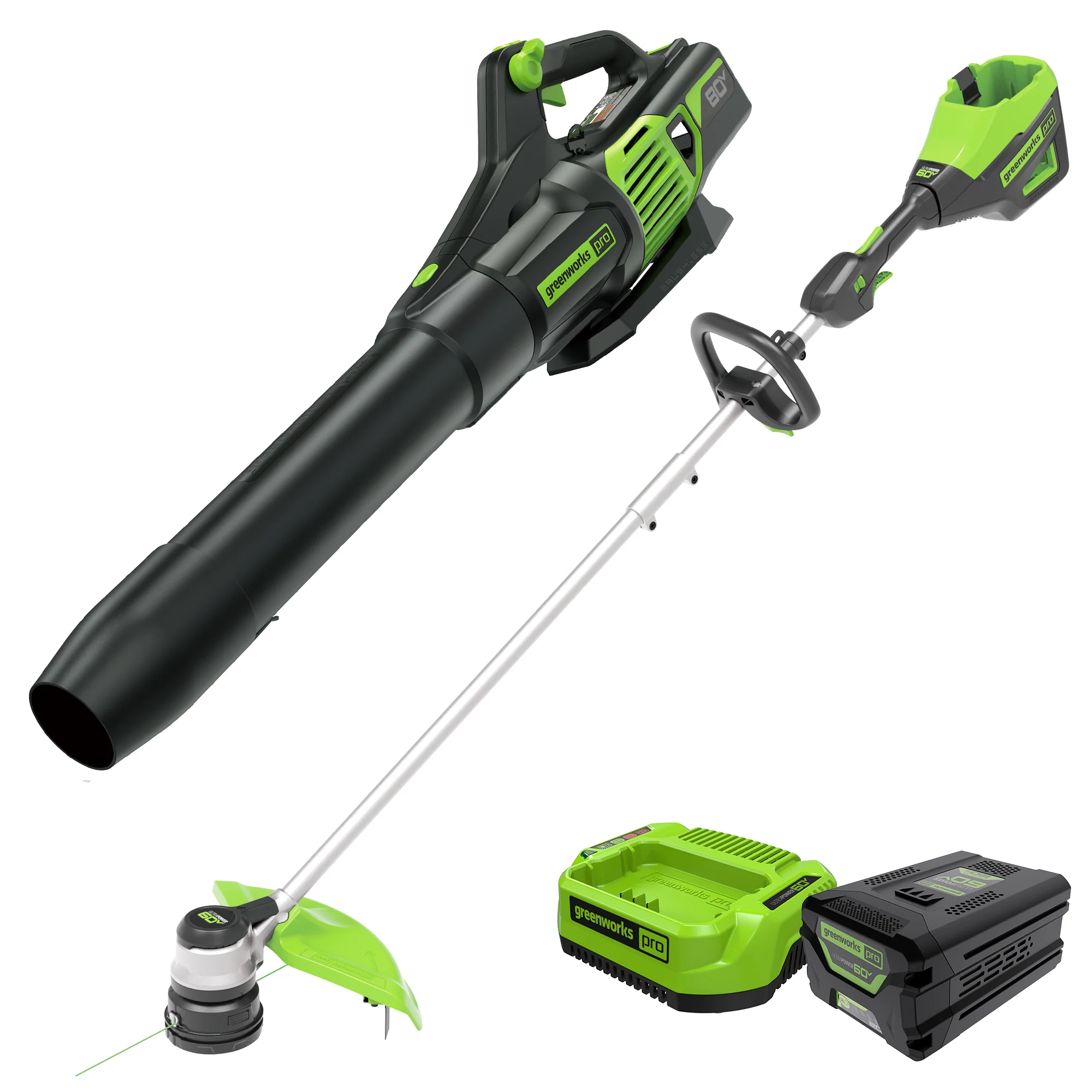 60V 16 Cordless Battery String Trimmer & 610 CFM Leaf Blower Combo Kit w/ 2.5 Ah Battery & Charger