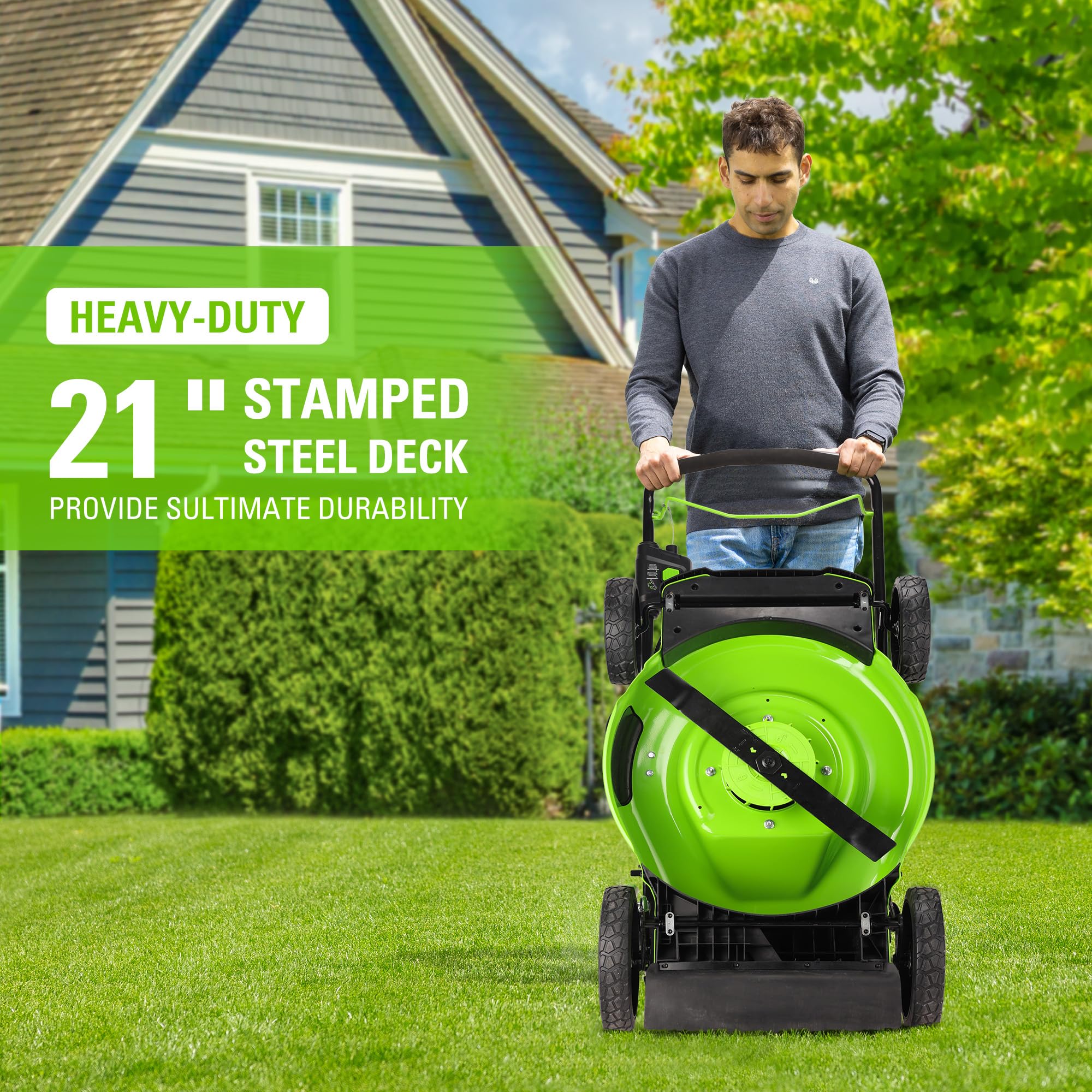 80V 21 Cordless Battery 3-in-1 Push Mower 3pc Combo Kit w/ (2) 2.0Ah Batteries & Rapid Charger