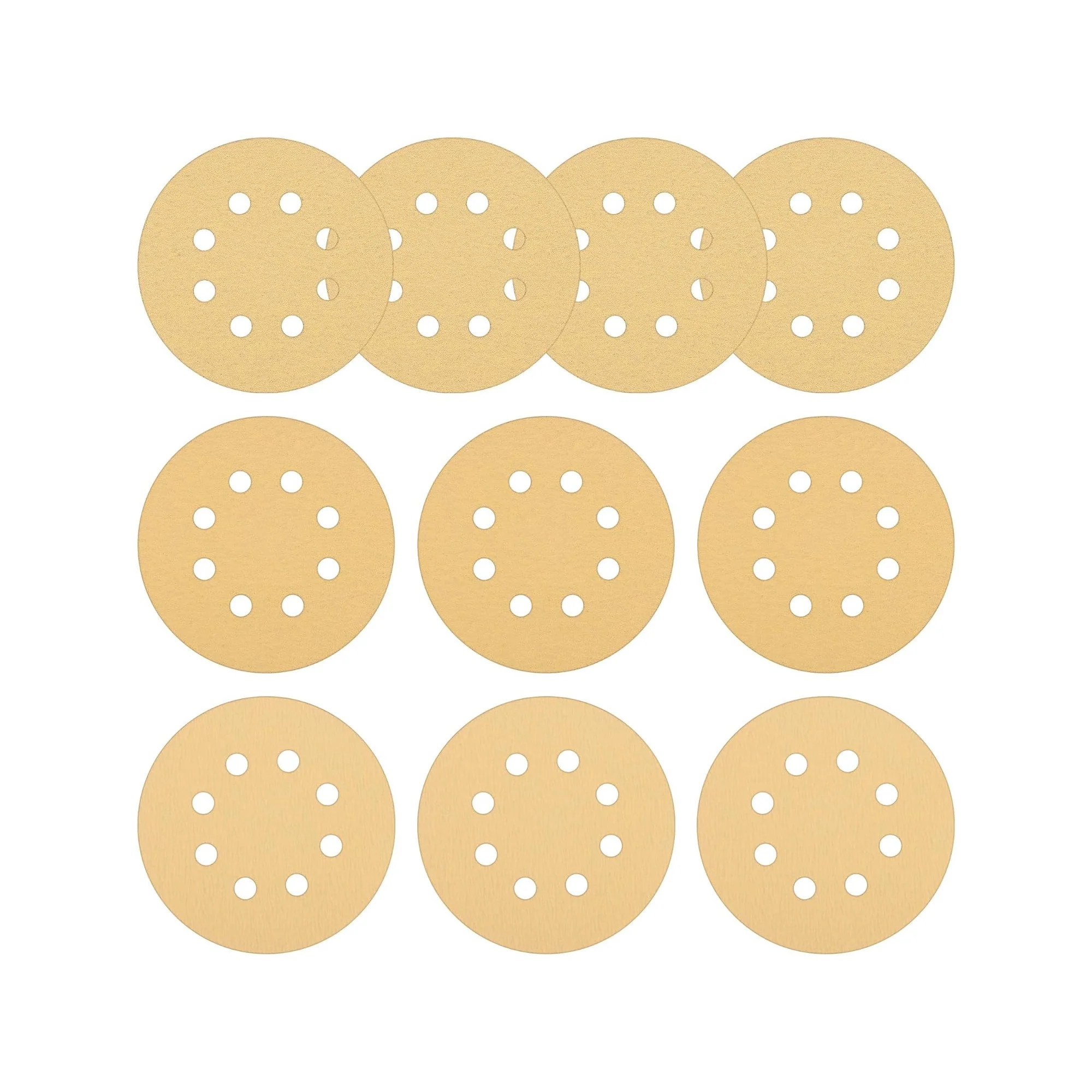 10PC 5 8-Hole Hook and Loop Sanding Discs Pad Kit Random Orbit Sandpaper