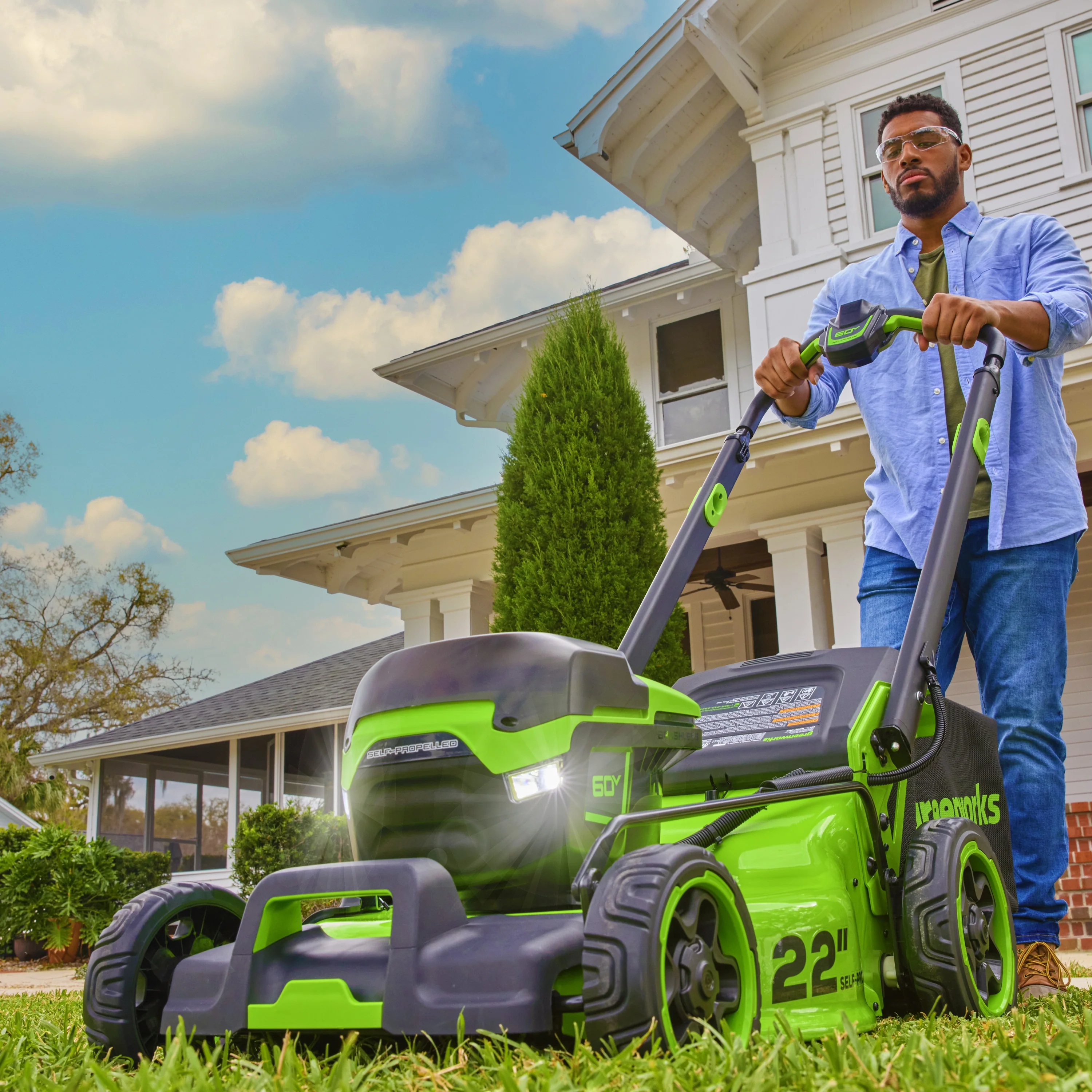 60V 22 Cordless Battery Self-Propelled Lawn Mower w/ 8.0Ah Battery & 6A Charger