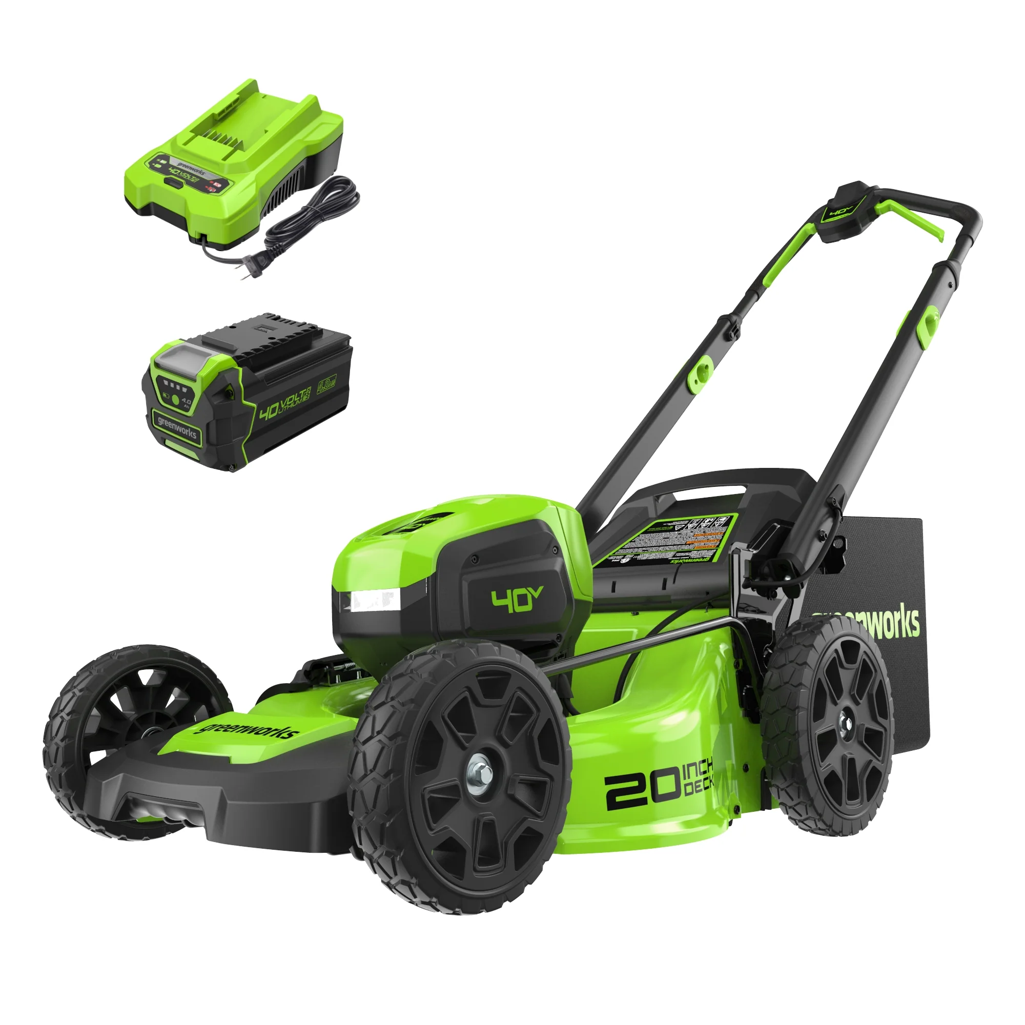 40V 20 Cordless Battery 4-in-1 Push Lawn Mower w/ 4.0Ah Battery & 2A Charger