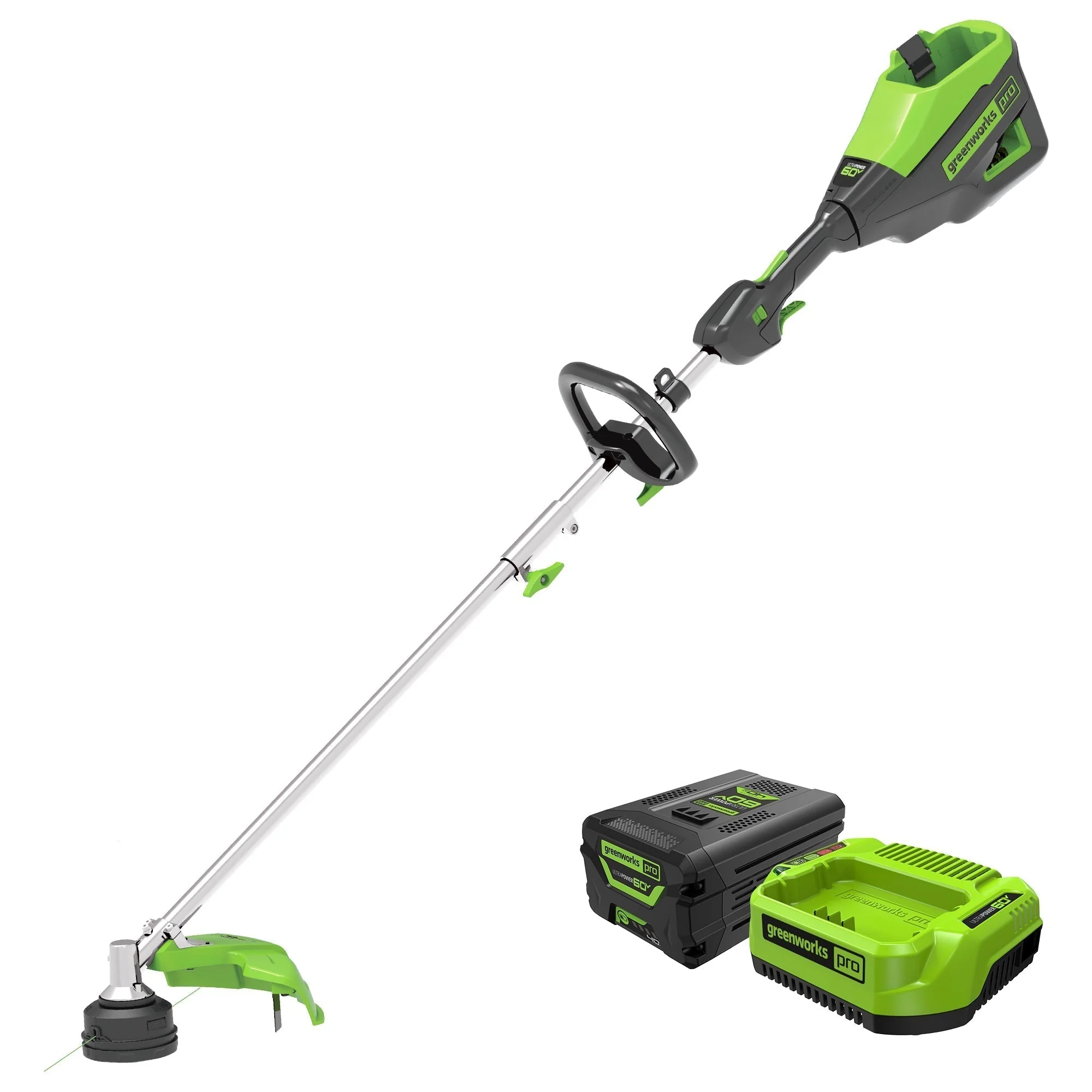 60V 16 Cordless Battery String Trimmer (Attachment Capable) & 10 Polesaw Attachment Combo Kit w/ 4.0 Ah Battery & Charger